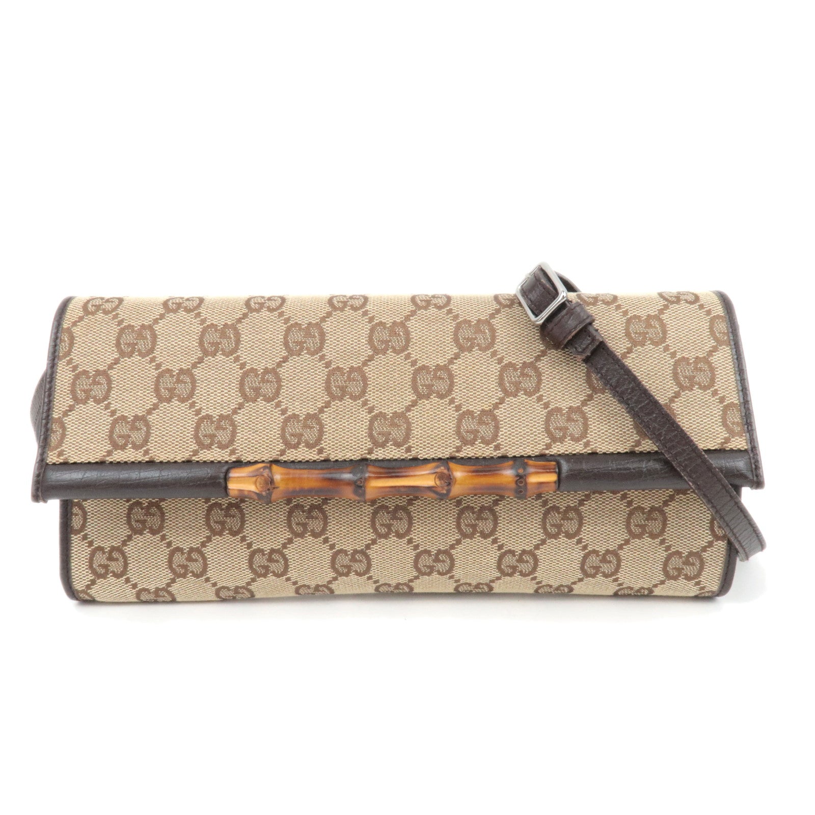 GUCCI Bamboo GG Canvas Shoulder Bag  Brown 11759489462