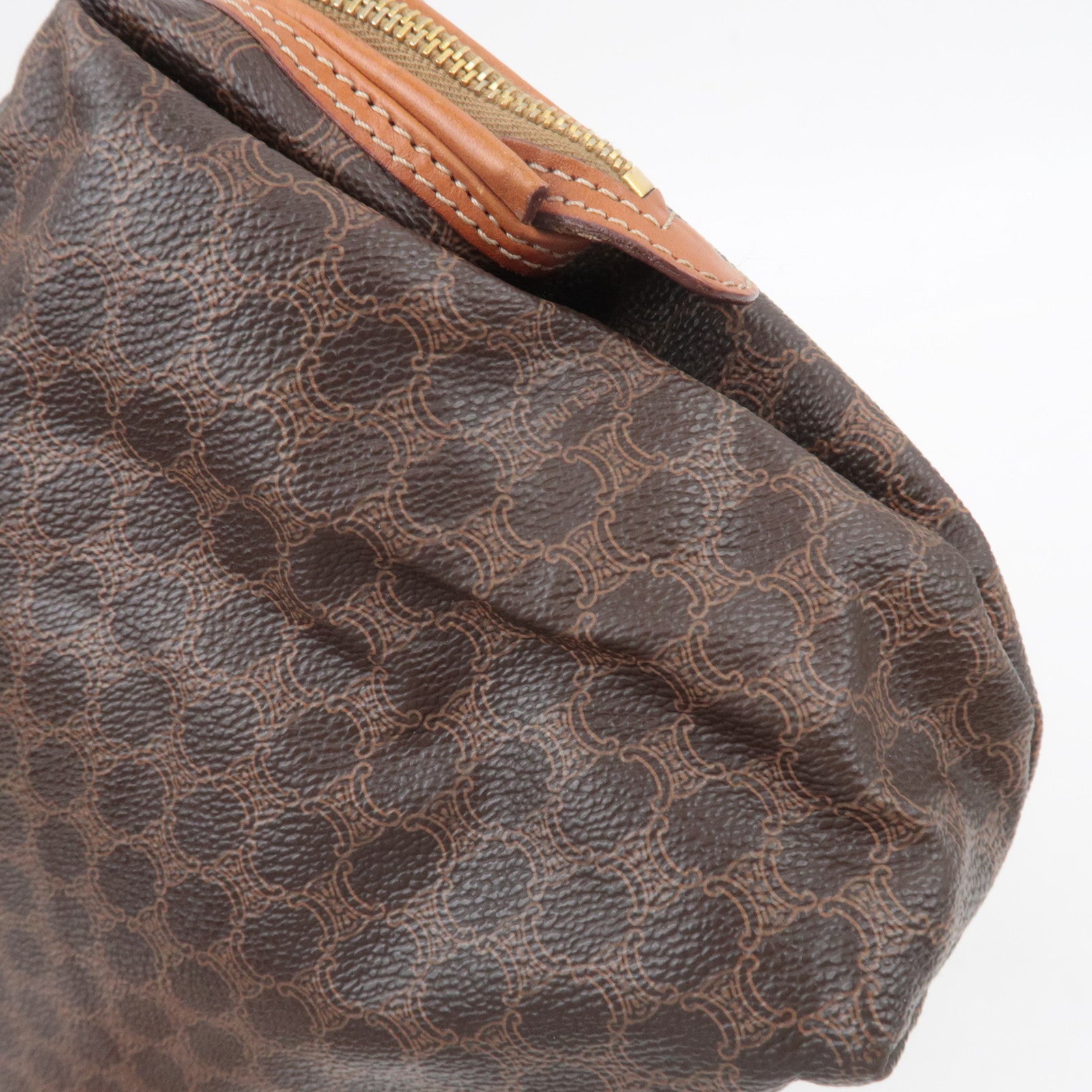 CELINE Macadam PVC Leather Cosmetic Pouch Brown