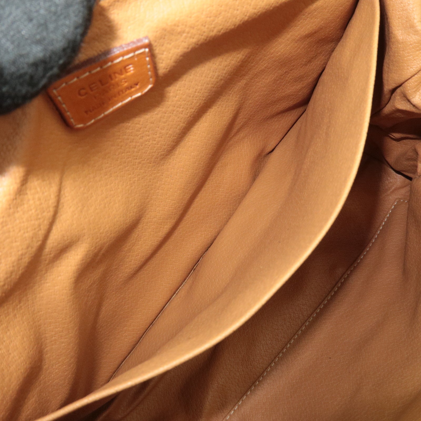 CELINE Macadam PVC Leather Cosmetic Pouch Brown