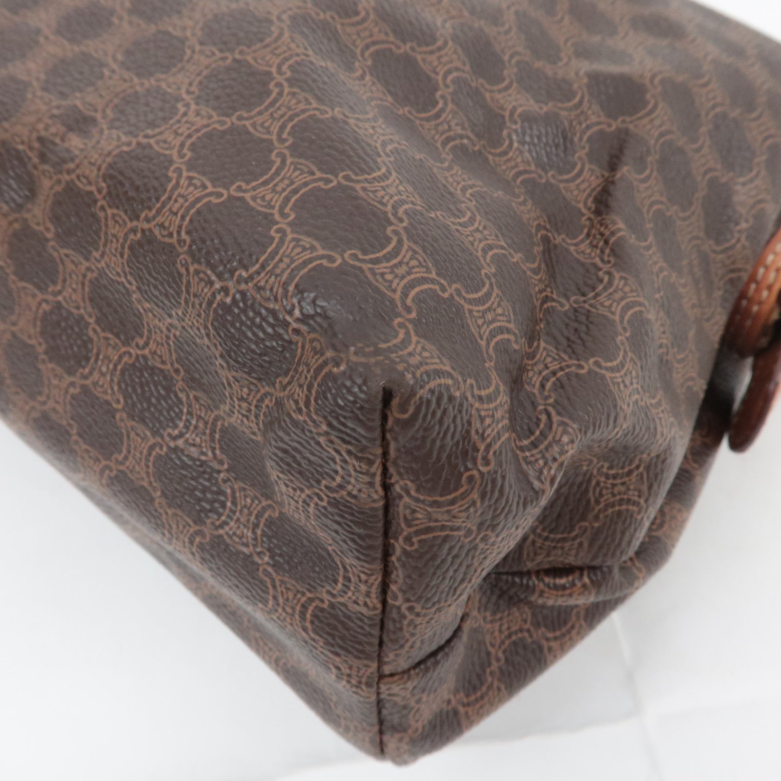 CELINE Macadam PVC Leather Cosmetic Pouch Brown