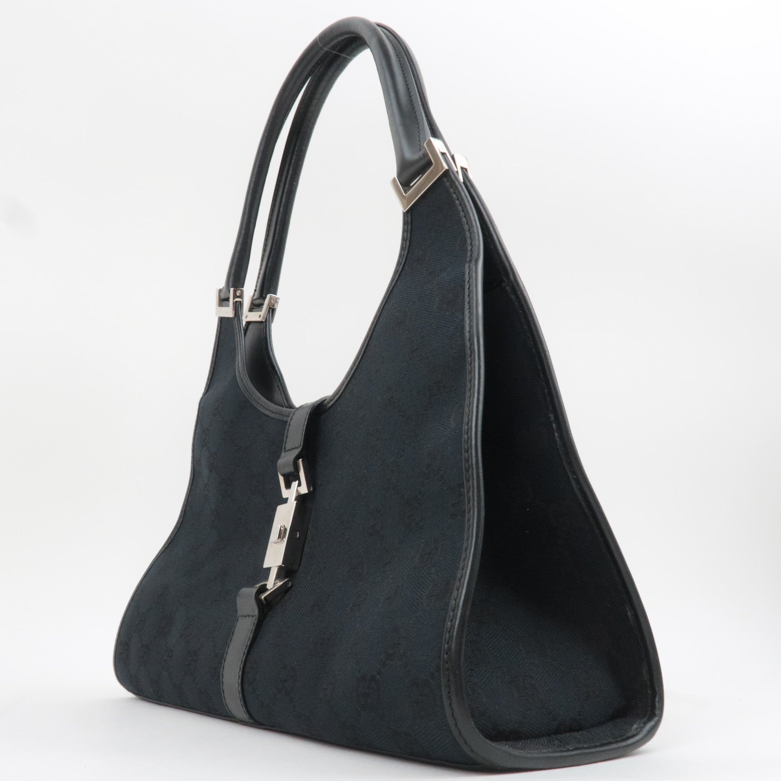 GUCCI Jackie GG Canvas Shoulder Bag Black 002.1067