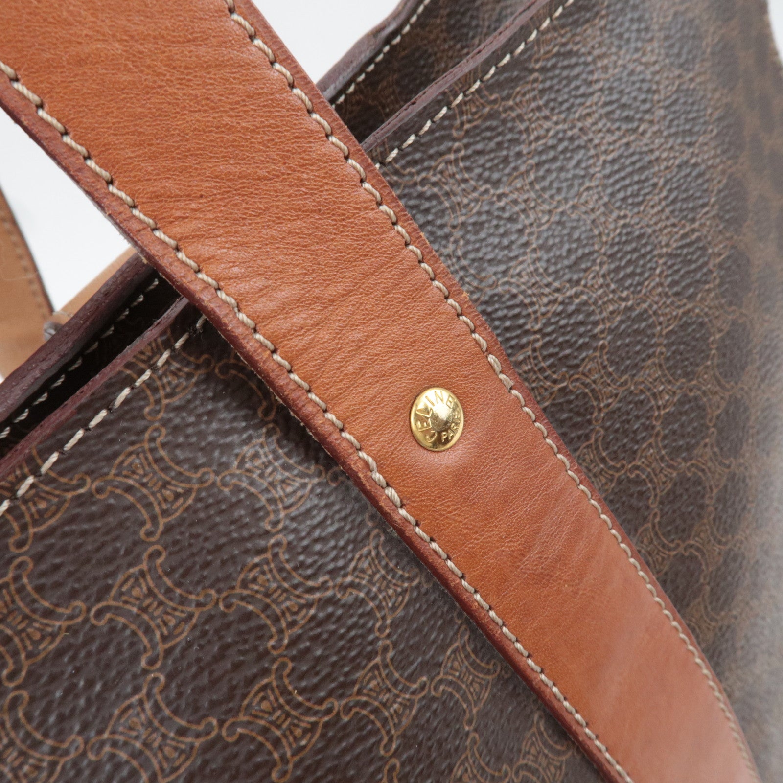 CELINE Macadam PVC Leather Tote Bag Brown