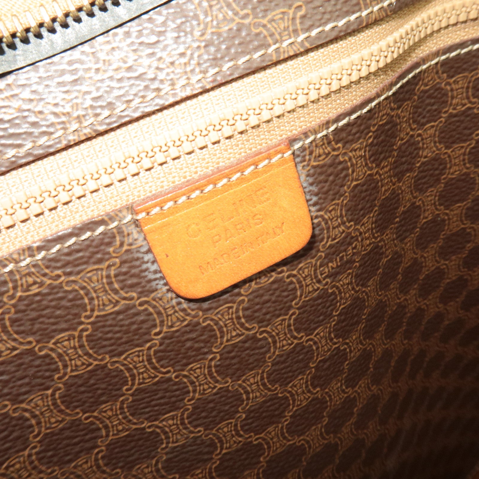 CELINE Macadam PVC Leather Tote Bag Brown