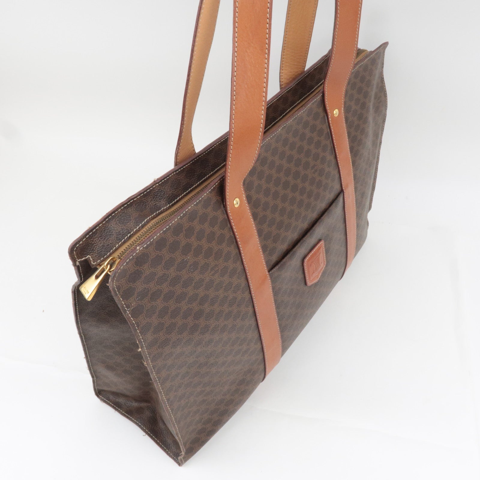 CELINE Macadam PVC Leather Tote Bag Brown