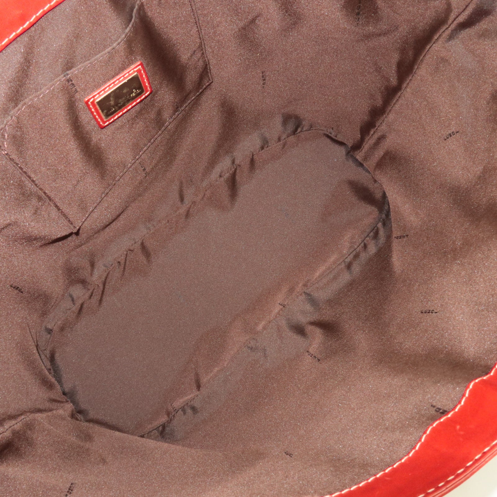 FENDI Zucca Canvas Leather Tote Bag Brown Black Red 8BH046