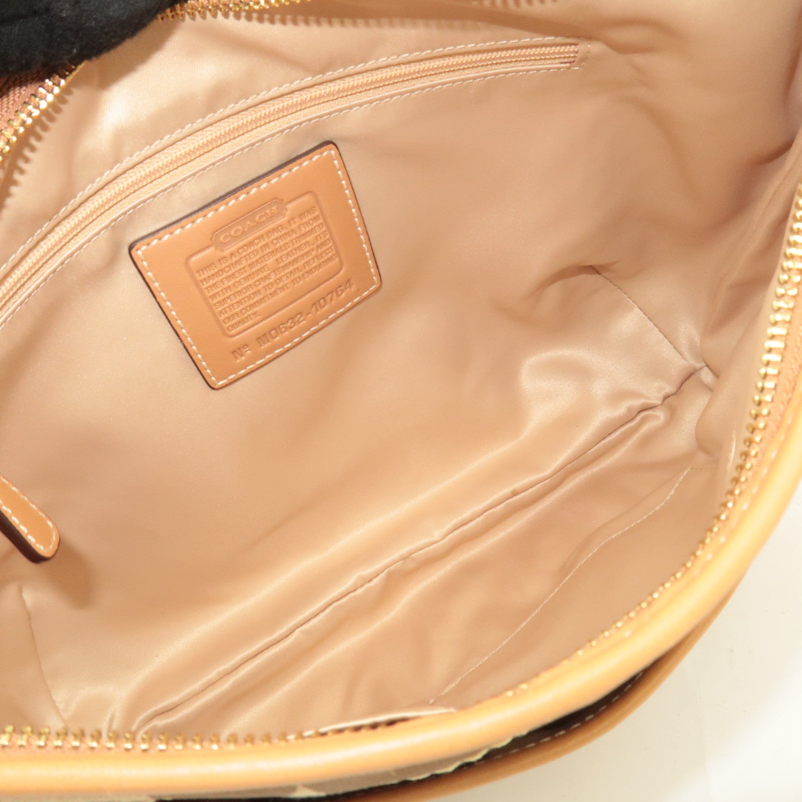 COACH Signature Canvas Leather Shoulder Bag Beige Brown 10764