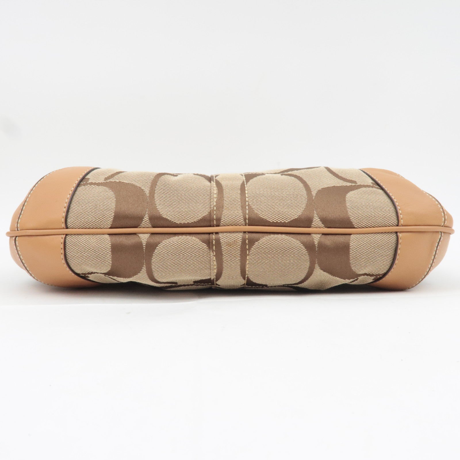 COACH Signature Canvas Leather Shoulder Bag Beige Brown 10764