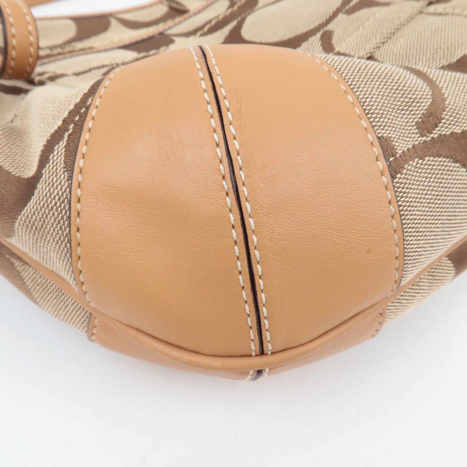 COACH Signature Canvas Leather Shoulder Bag Beige Brown 10764