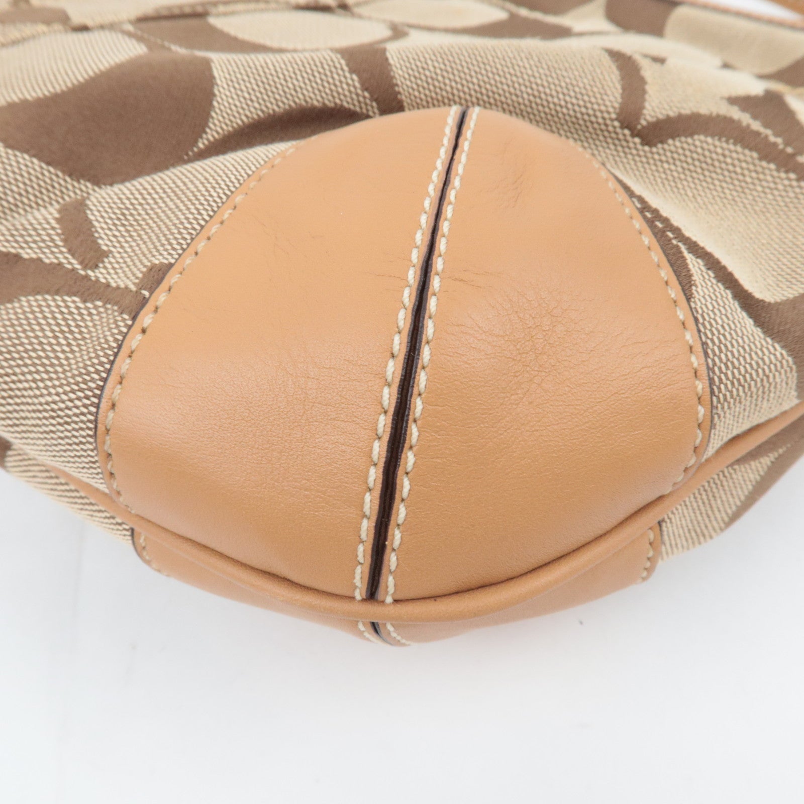 COACH Signature Canvas Leather Shoulder Bag Beige Brown 10764