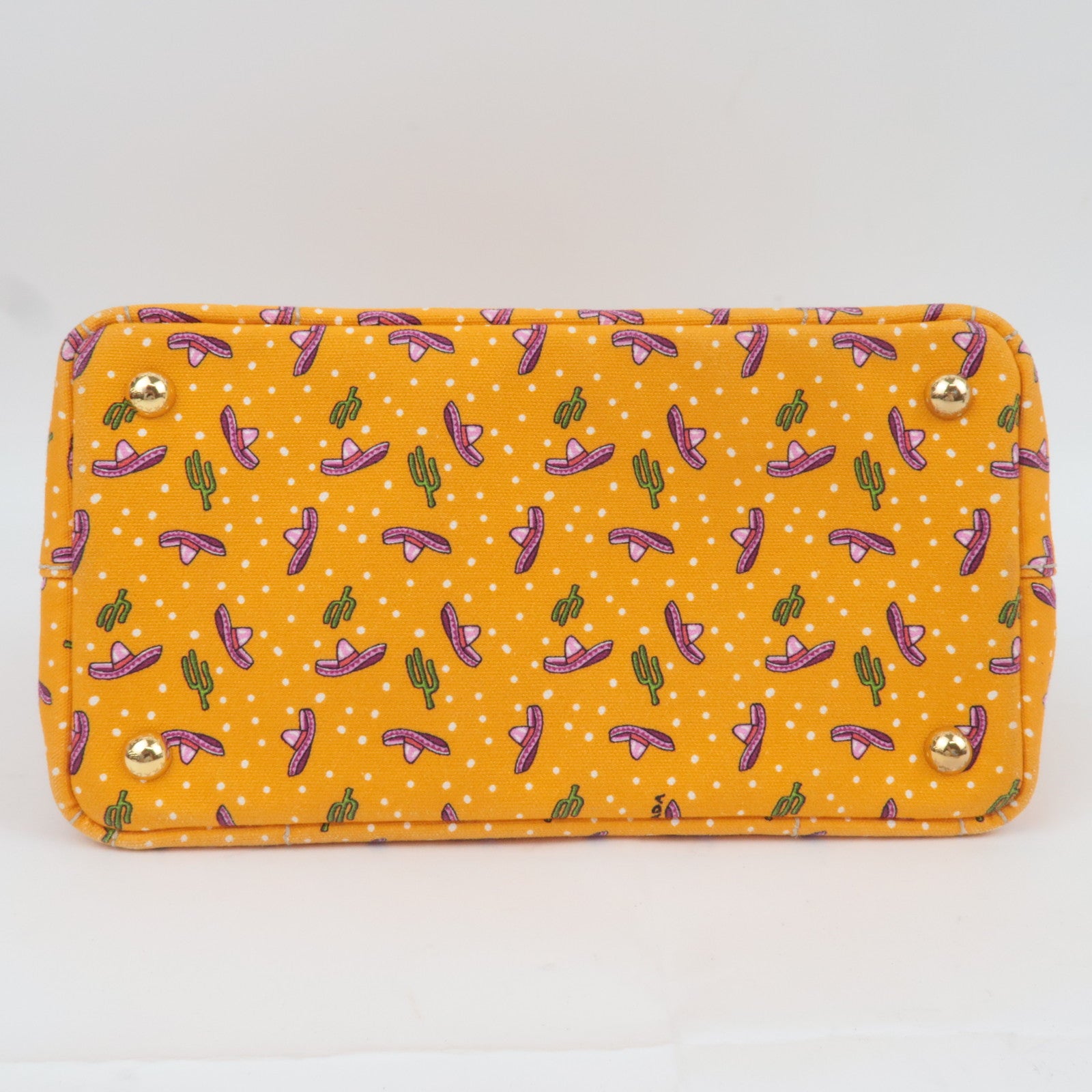 PRADA Canapa Mini Tote Bag Cactus Print  Orange 1BG439