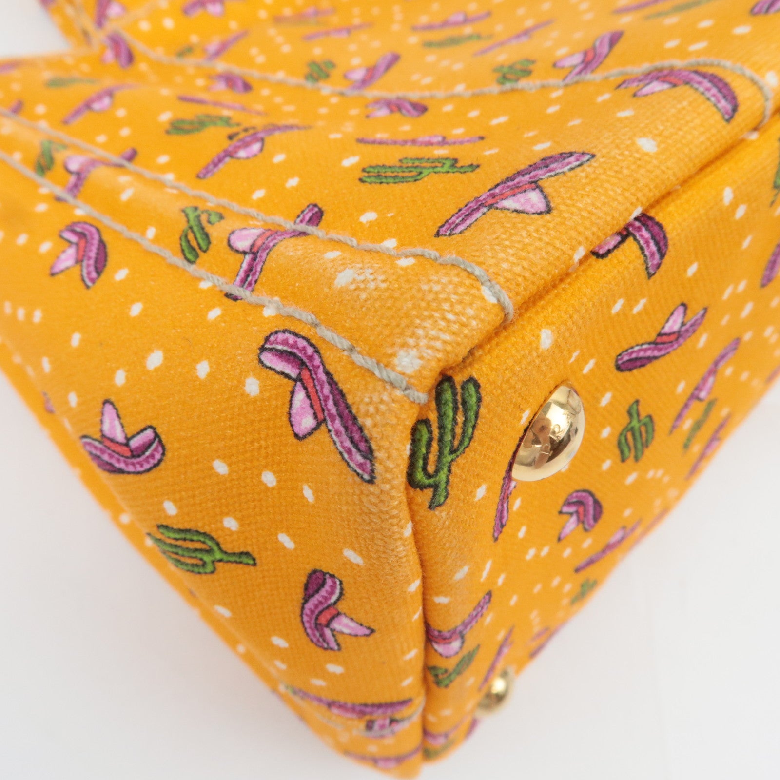 PRADA Canapa Mini Tote Bag Cactus Print  Orange 1BG439