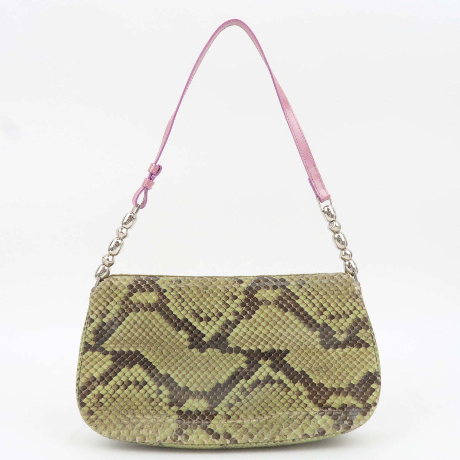 Christian Dior Maris Pearl Calf hair Patent Shoulder Bag Khaki