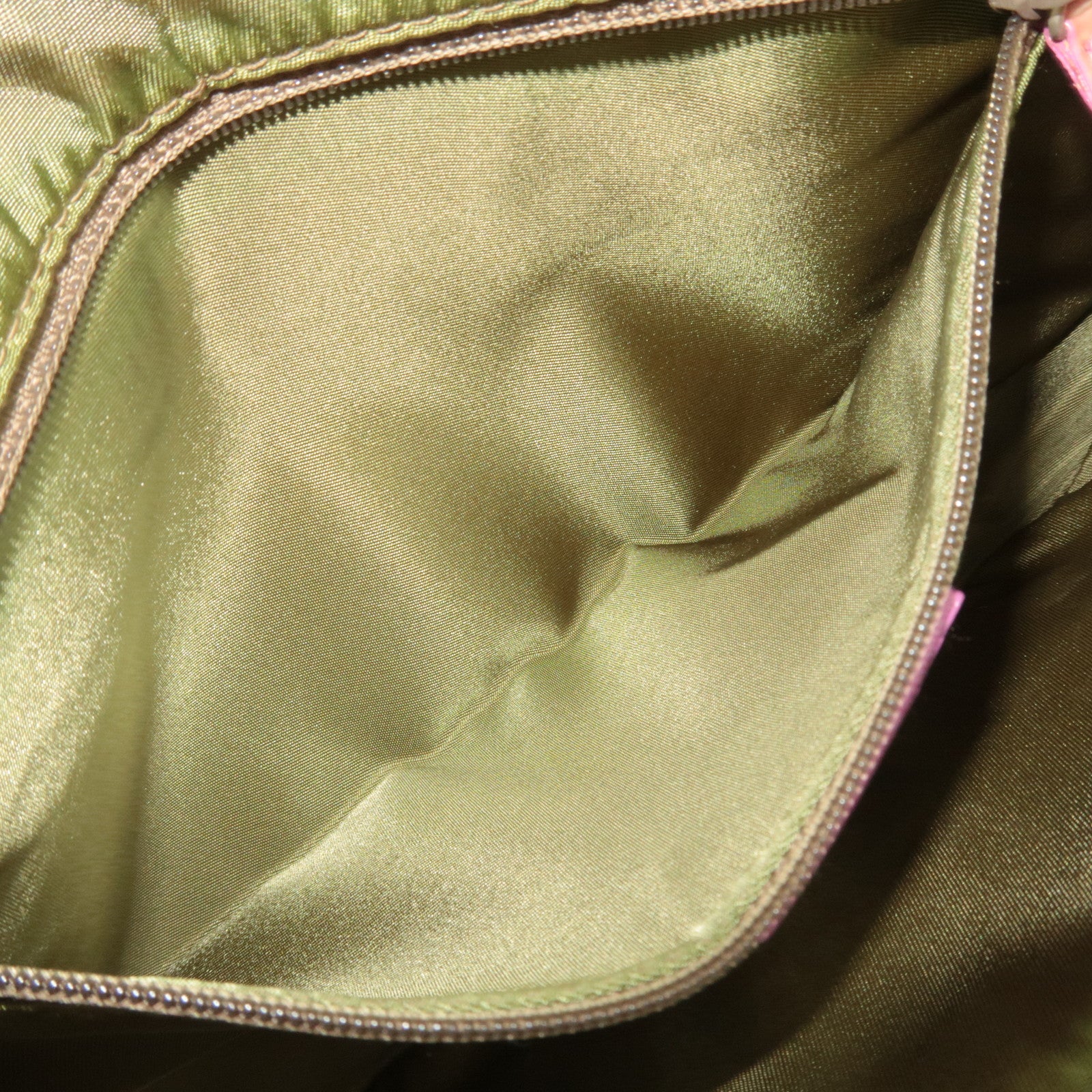 Christian Dior Maris Pearl Calf hair Patent Shoulder Bag Khaki