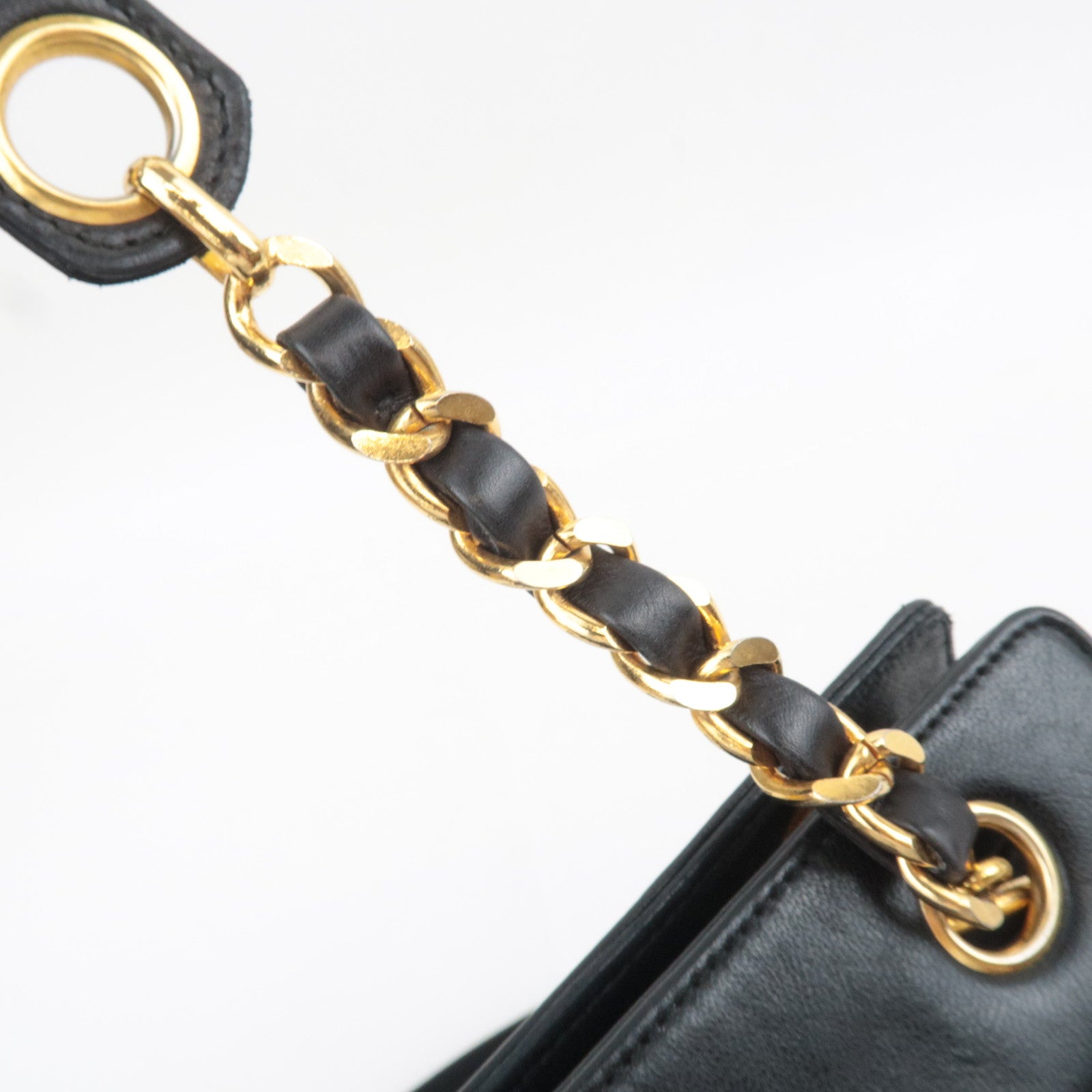 CHANEL Big Coco Mark Chain Tote Bag Lambskin Black Gold HDW