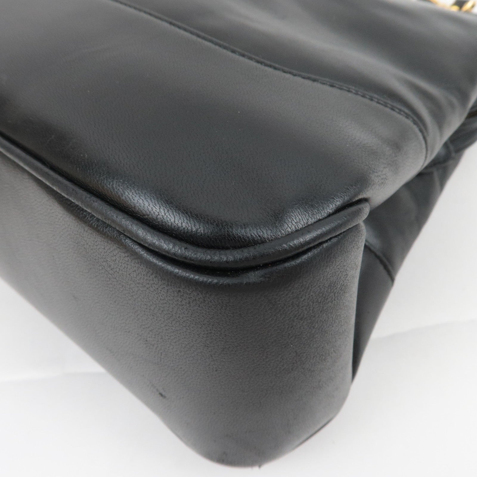 CHANEL Big Coco Mark Chain Tote Bag Lambskin Black Gold HDW