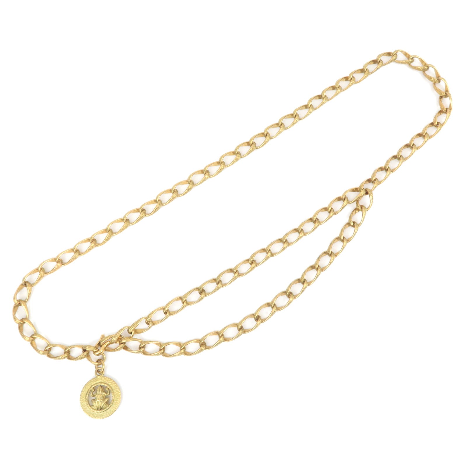 CHANEL Vintage Charm Double Chain Belt Waist Around: 85cm Gold Color89517