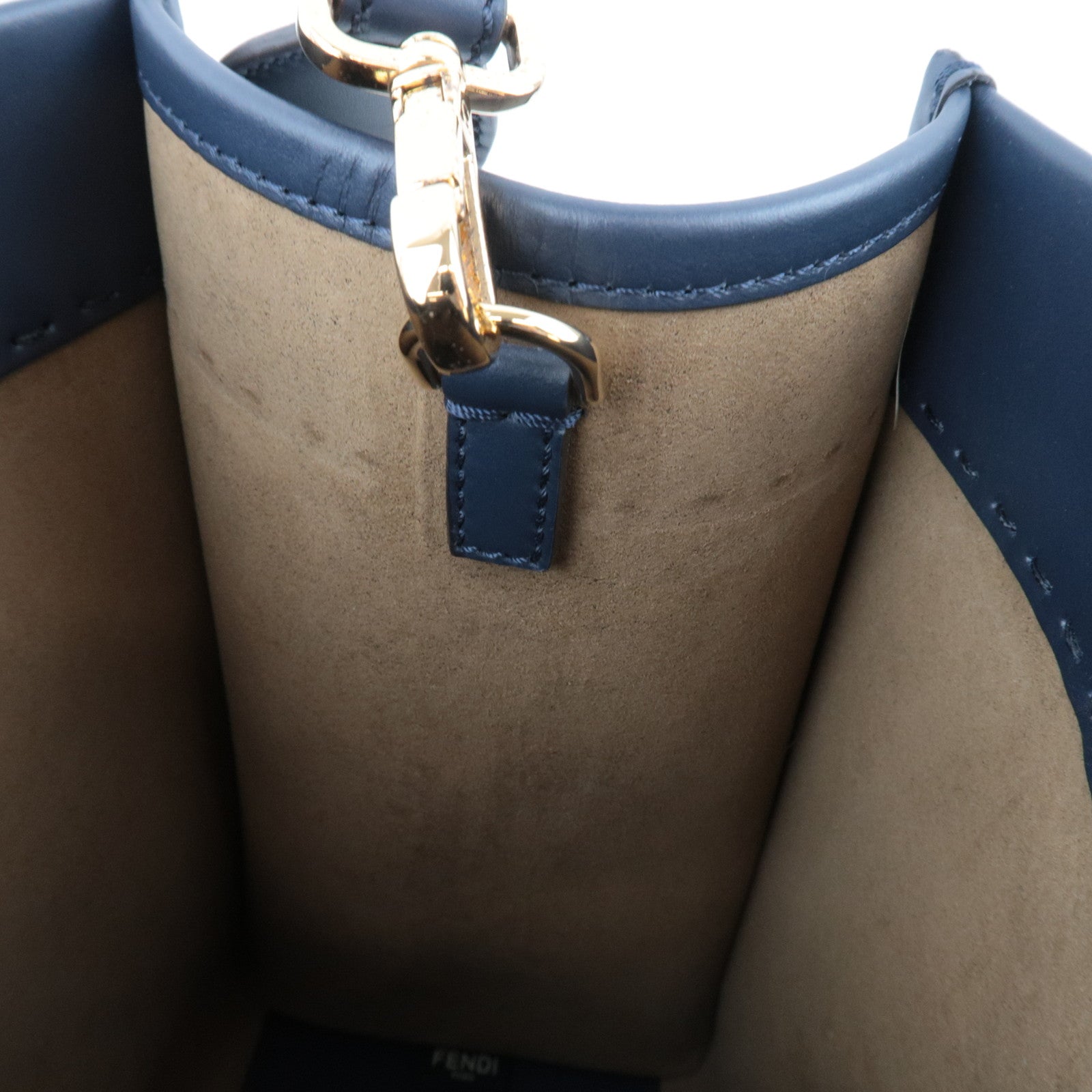 FENDI Sunshine Medium 2Way Leather Tote Bag Dark Navy 8BH386