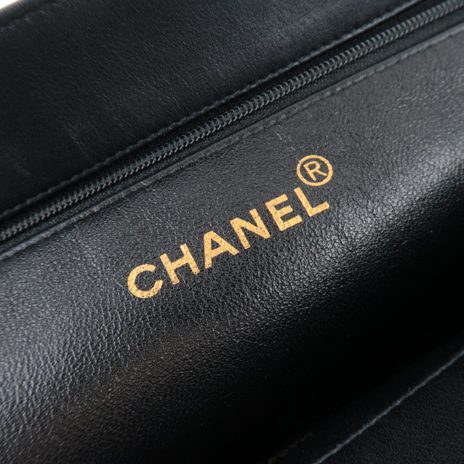 CHANEL Big Coco Mark Chain Tote Bag Lambskin Black Gold HDW