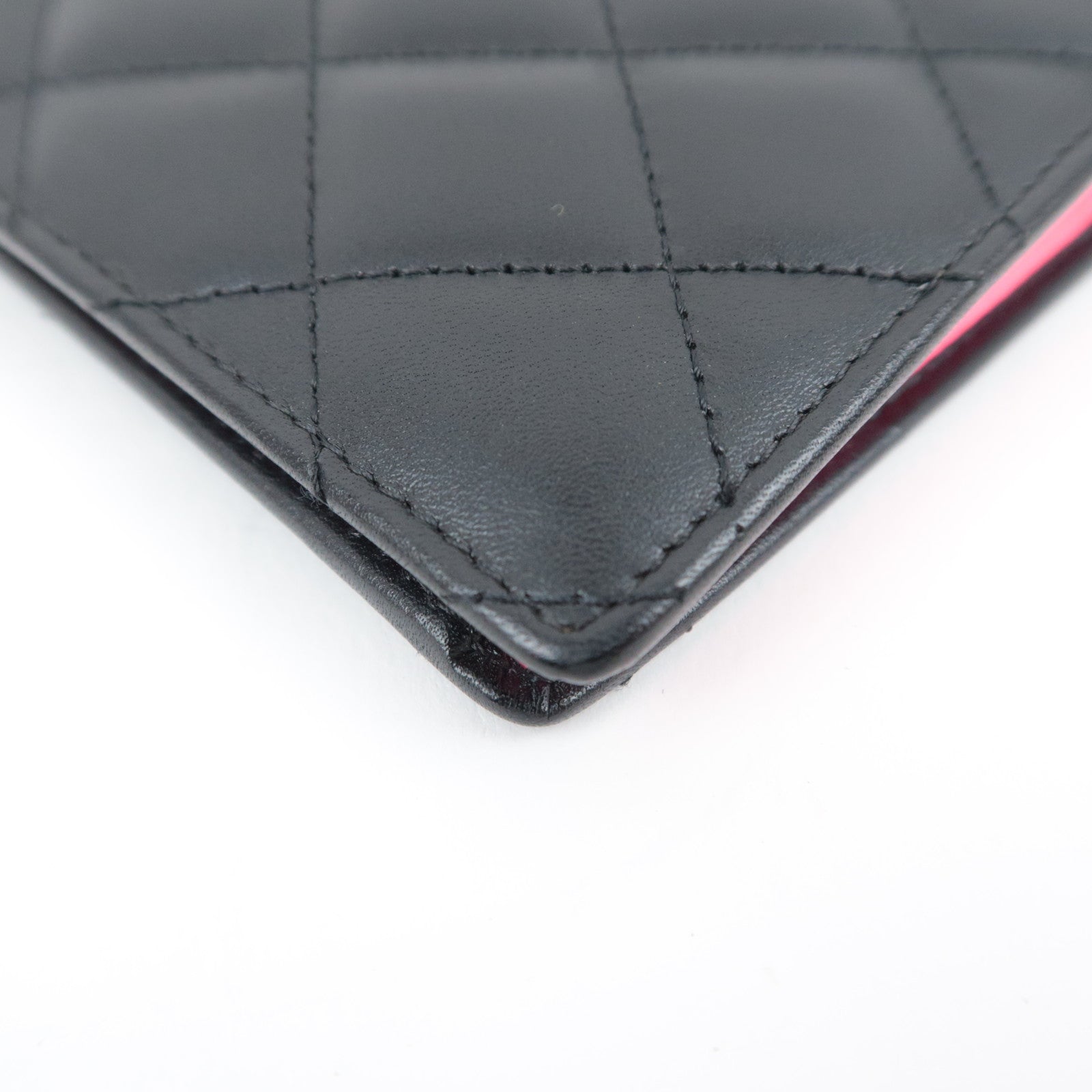CHANEL Cambon Line Long Wallet Lambskin Patent Black