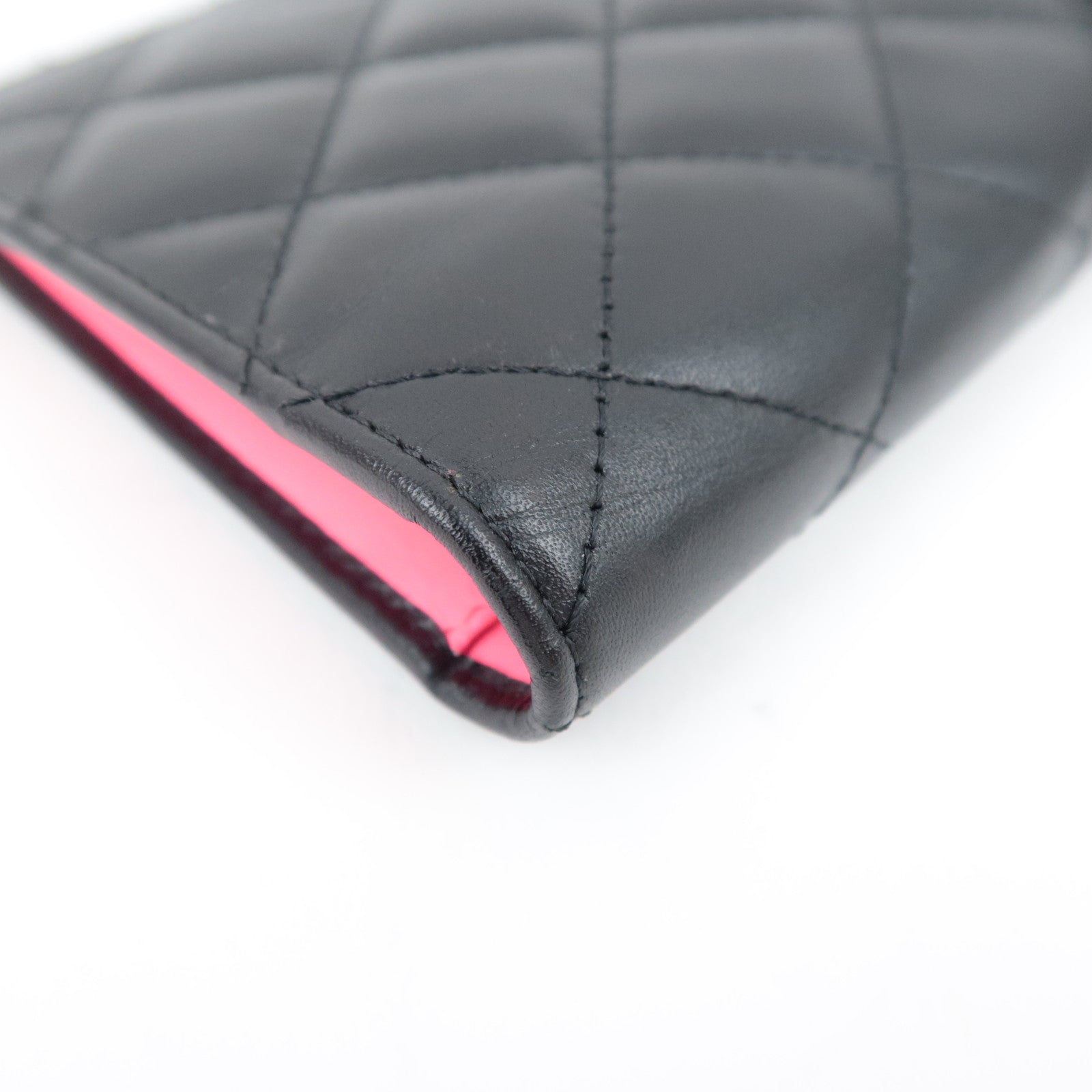CHANEL Cambon Line Long Wallet Lambskin Patent Black