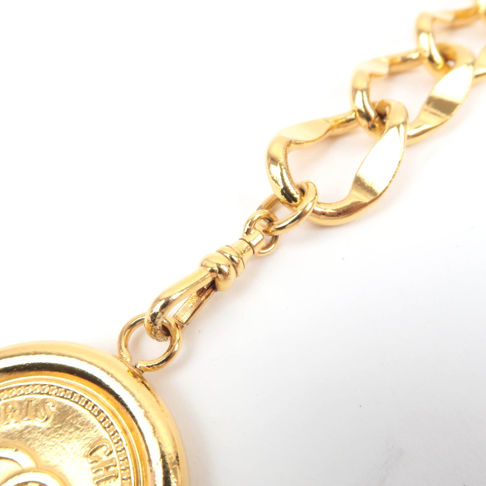 CHANEL Coin Charm Chain Belt Waist Size 75cm Gold Color