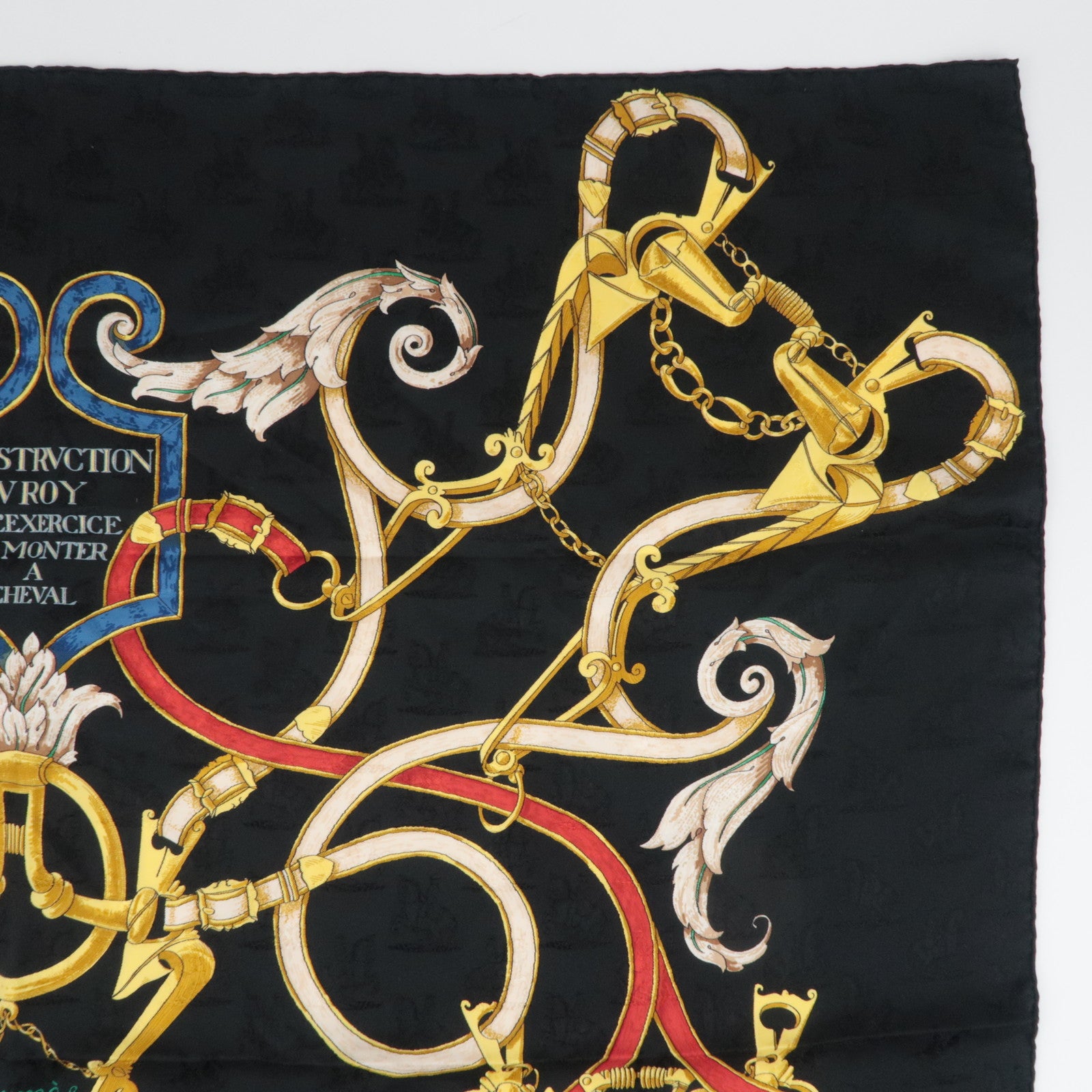 HERMES Carre 90 Scarf L'INSTRVCTION DV ROY 100% Silk Black