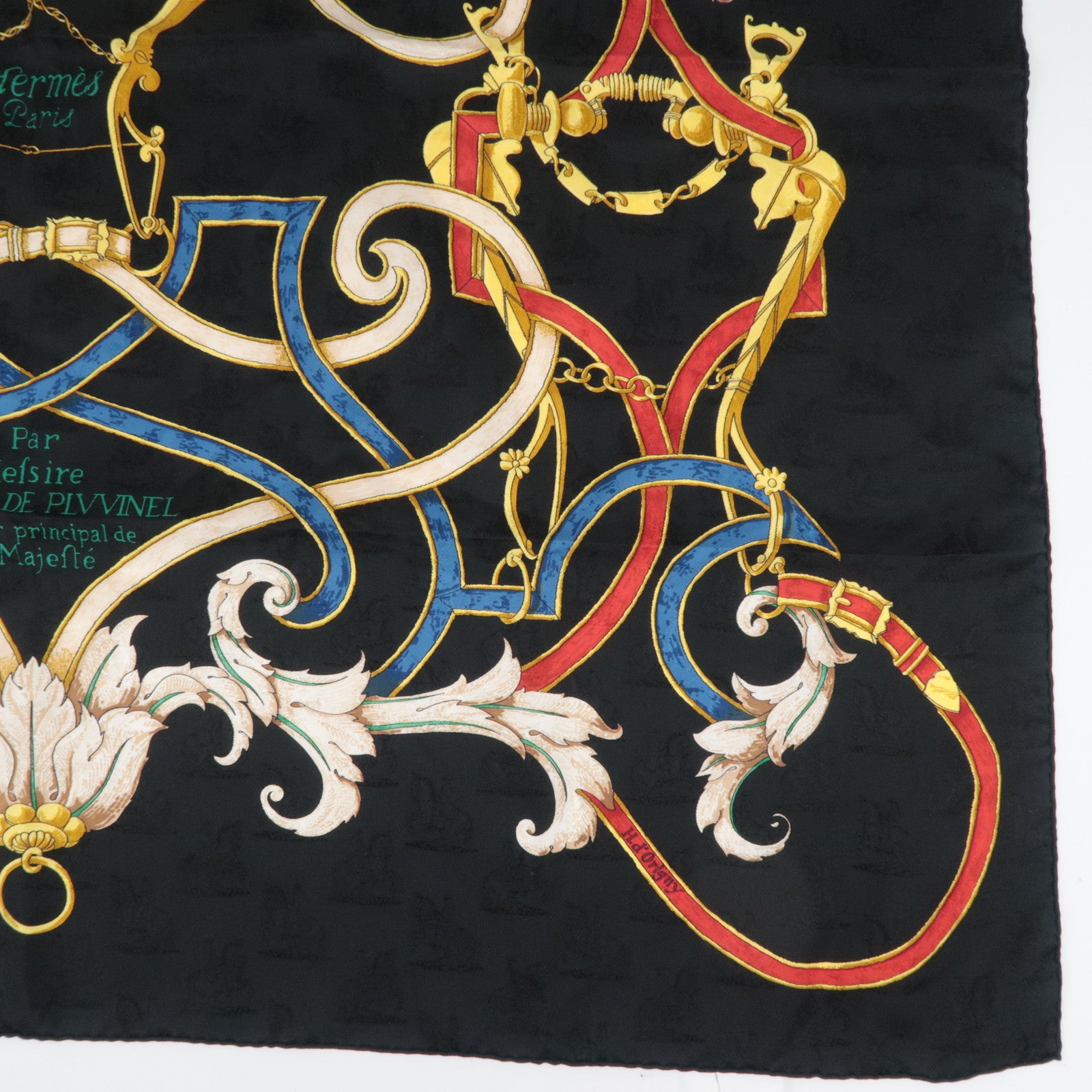 HERMES Carre 90 Scarf L'INSTRVCTION DV ROY 100% Silk Black