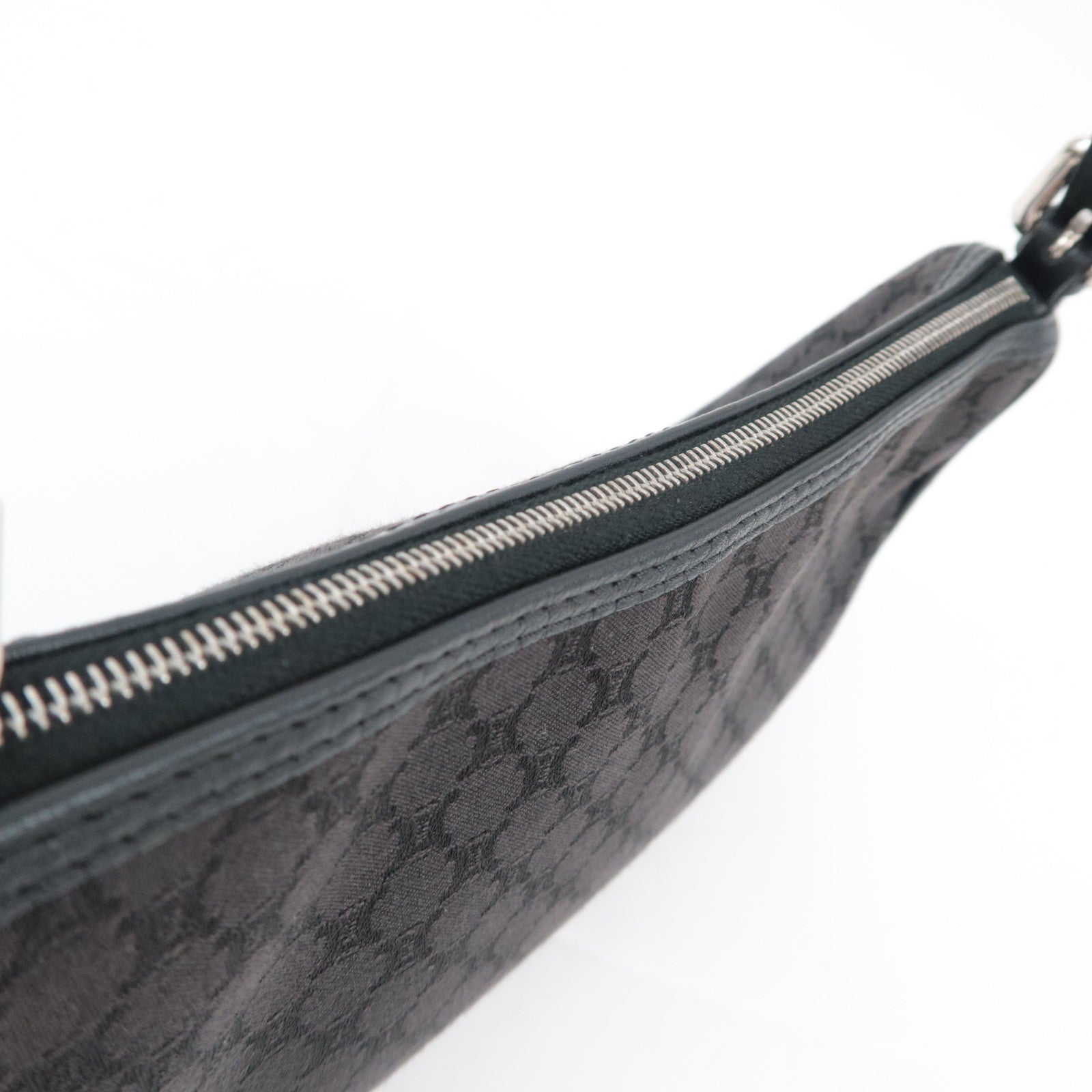 CELINE Macadam Canvas Leather Shoulder Bag Black