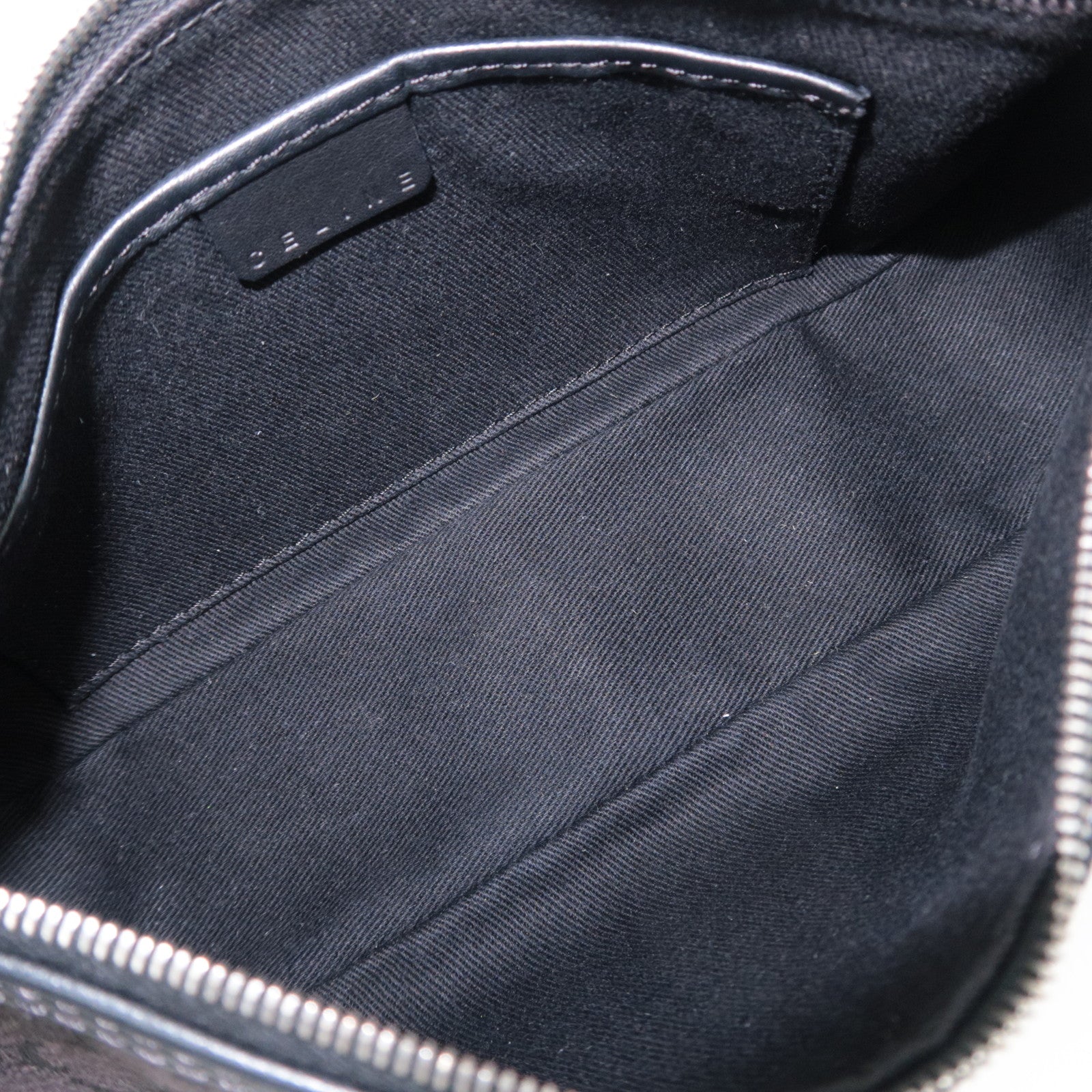 CELINE Macadam Canvas Leather Shoulder Bag Black