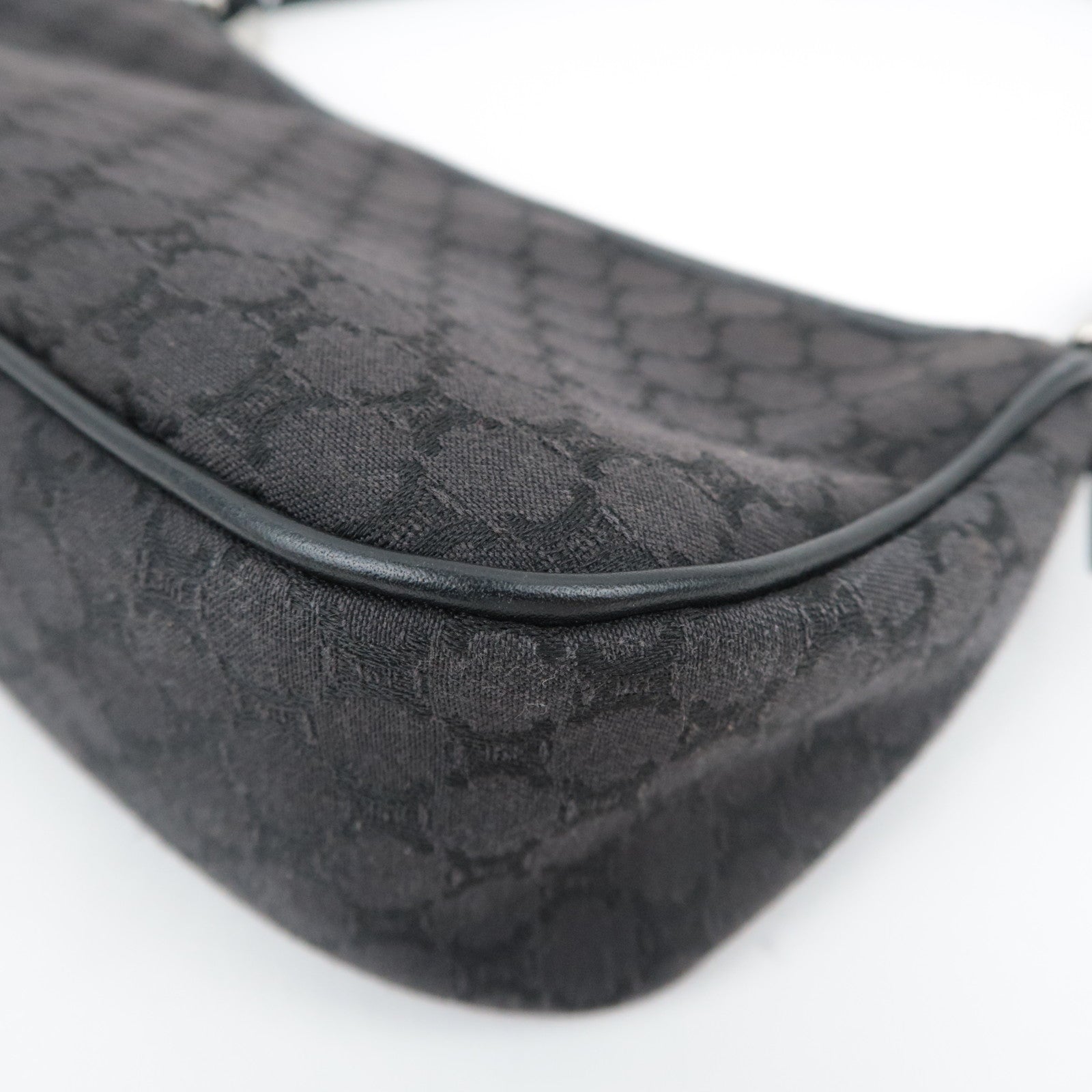 CELINE Macadam Canvas Leather Shoulder Bag Black