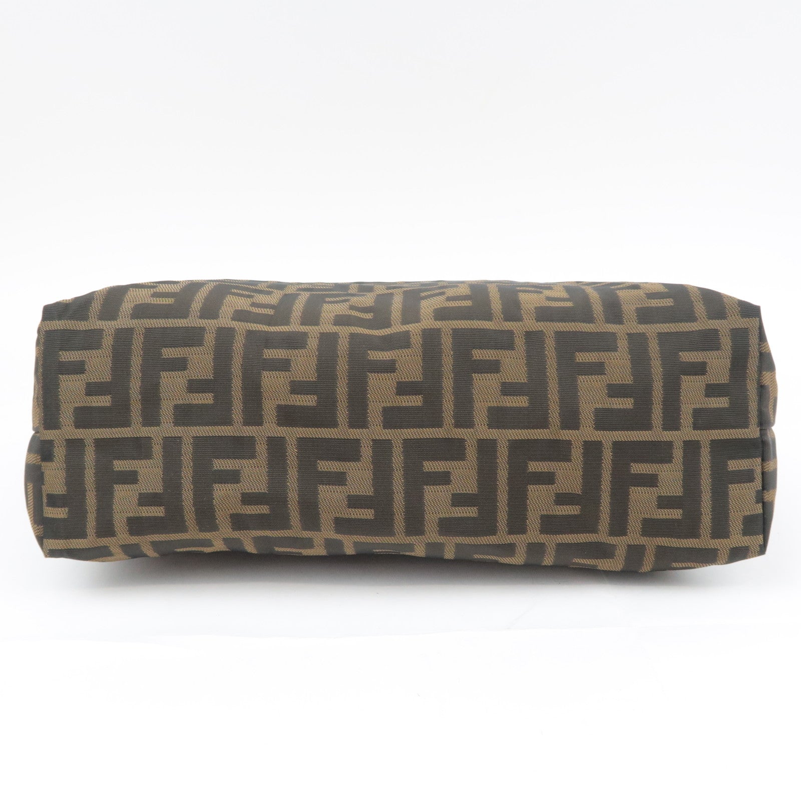 FENDI Zucca Canvas Leather Pouch Brown Black 26545