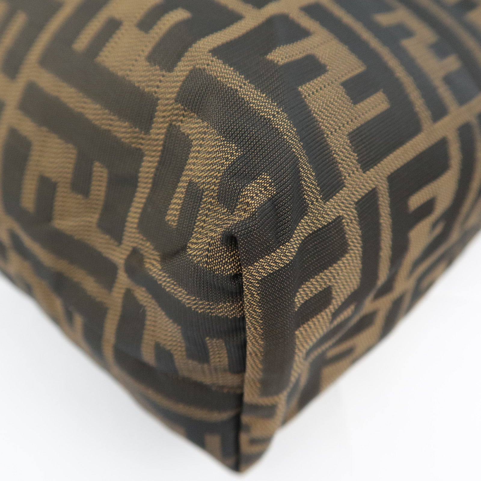 FENDI Zucca Canvas Leather Pouch Brown Black 26545