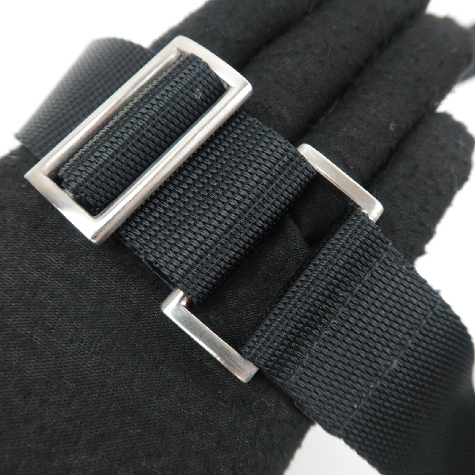 PRADA Nylon Leather Shoulder Bag Black