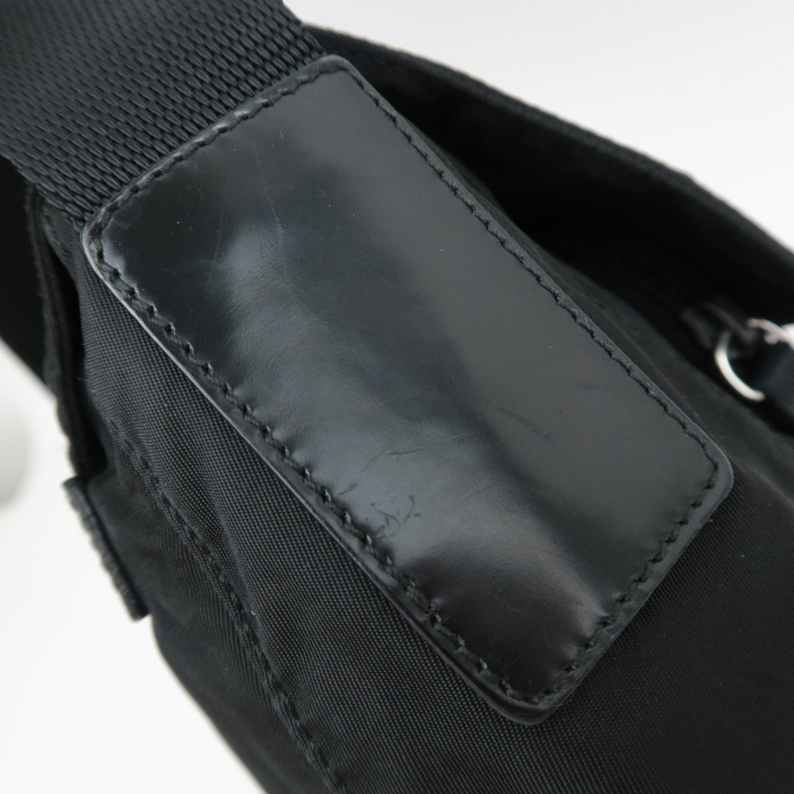PRADA Nylon Leather Shoulder Bag Black