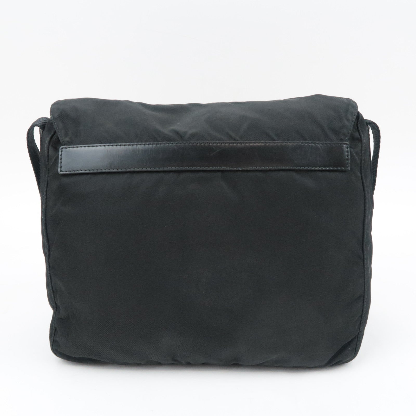 PRADA Nylon Leather Shoulder Bag Black