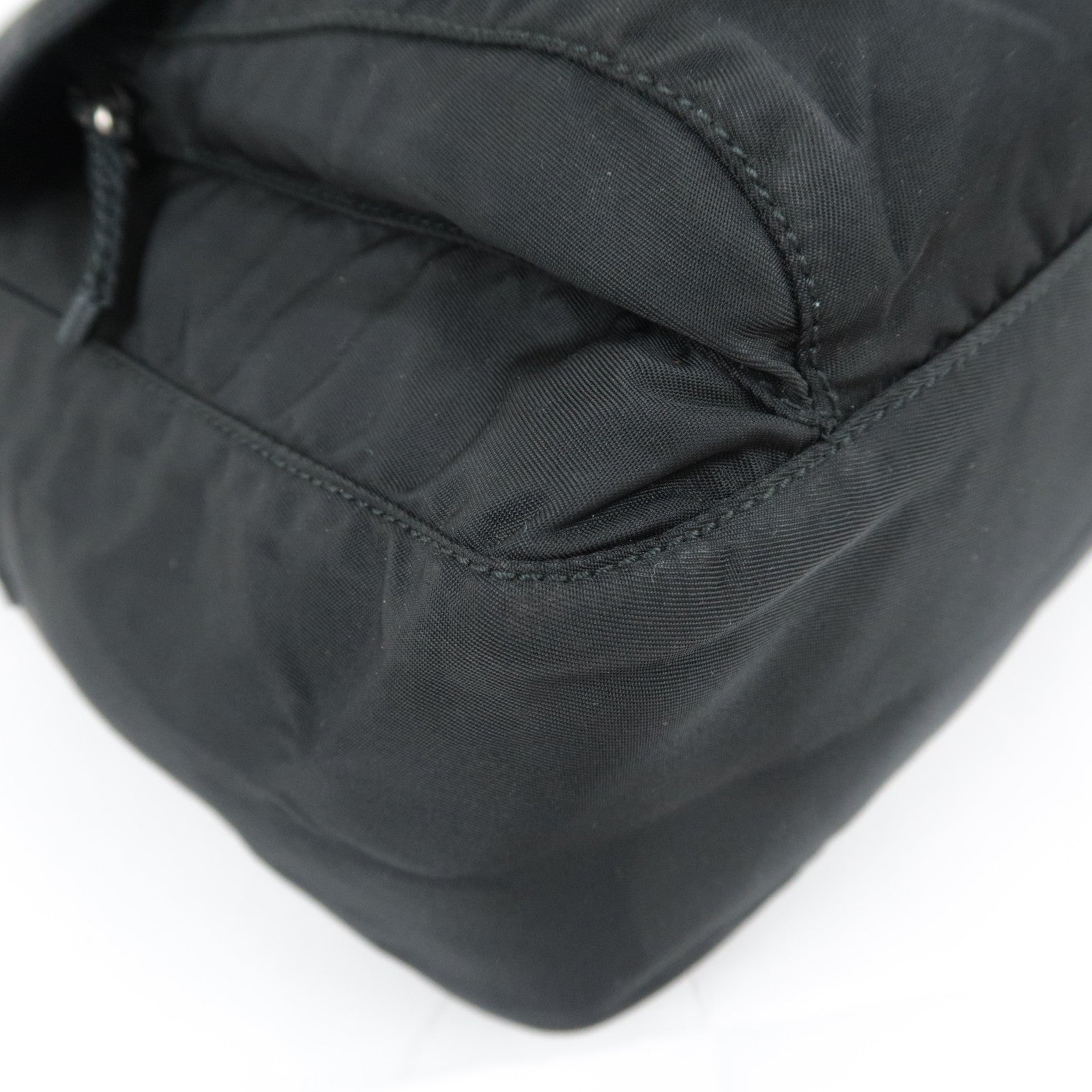 PRADA Nylon Leather Shoulder Bag Black