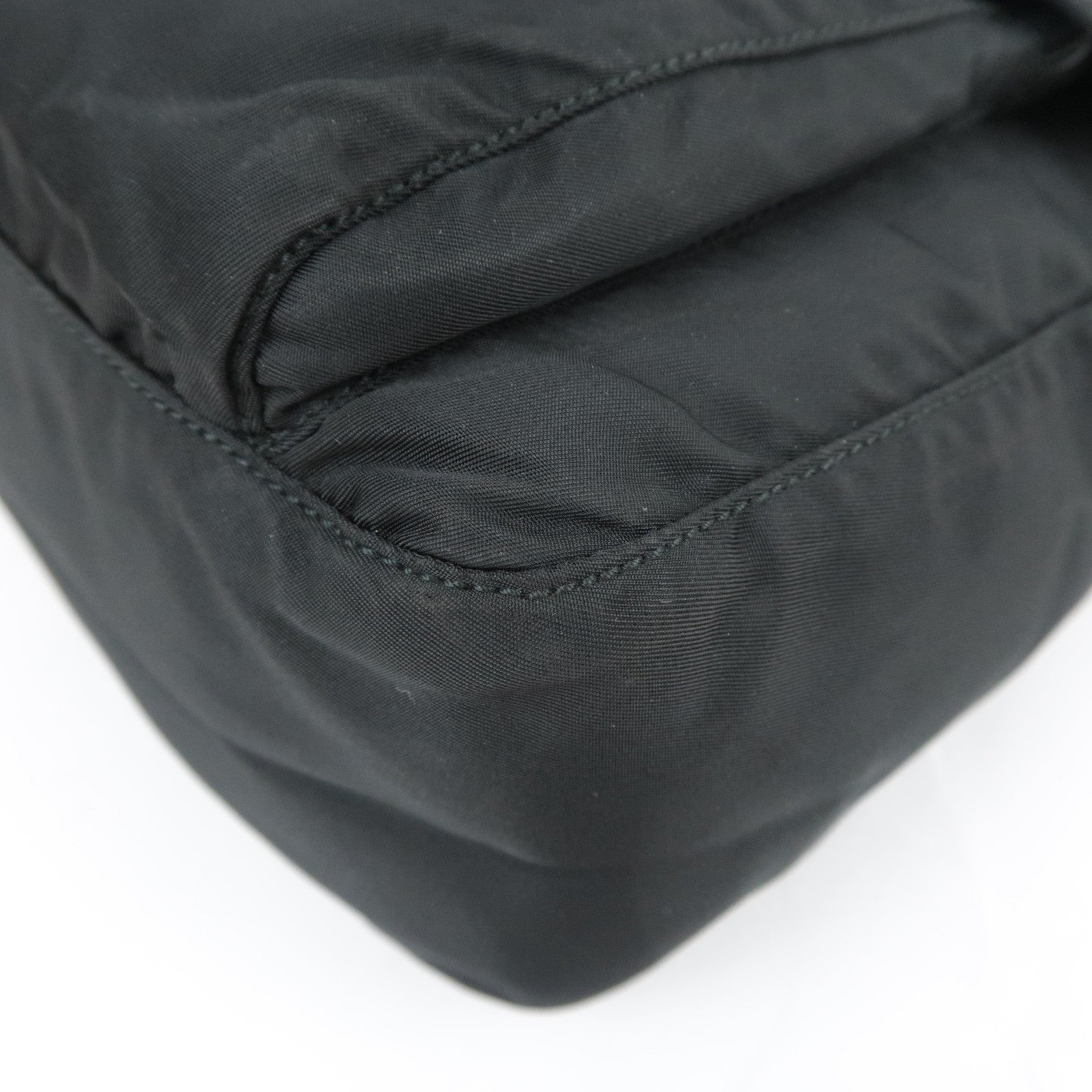 PRADA Nylon Leather Shoulder Bag Black