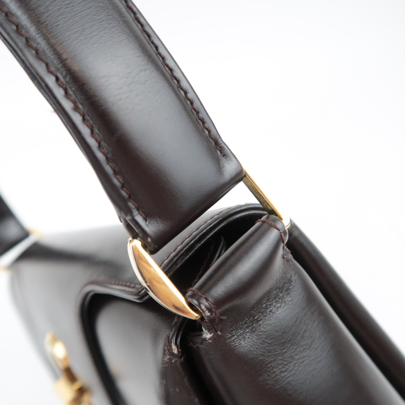 GUCCI Old Gucci Leather Handbag Brown 000.904.1080