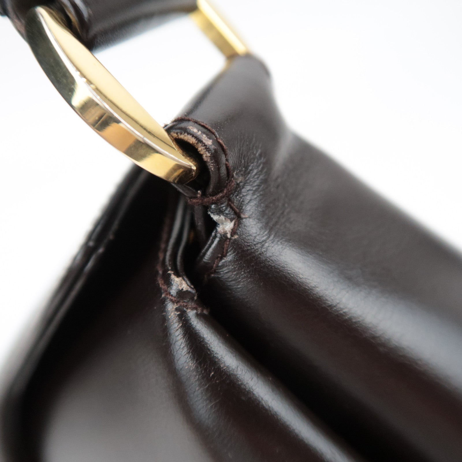 GUCCI Old Gucci Leather Handbag Brown 000.904.1080