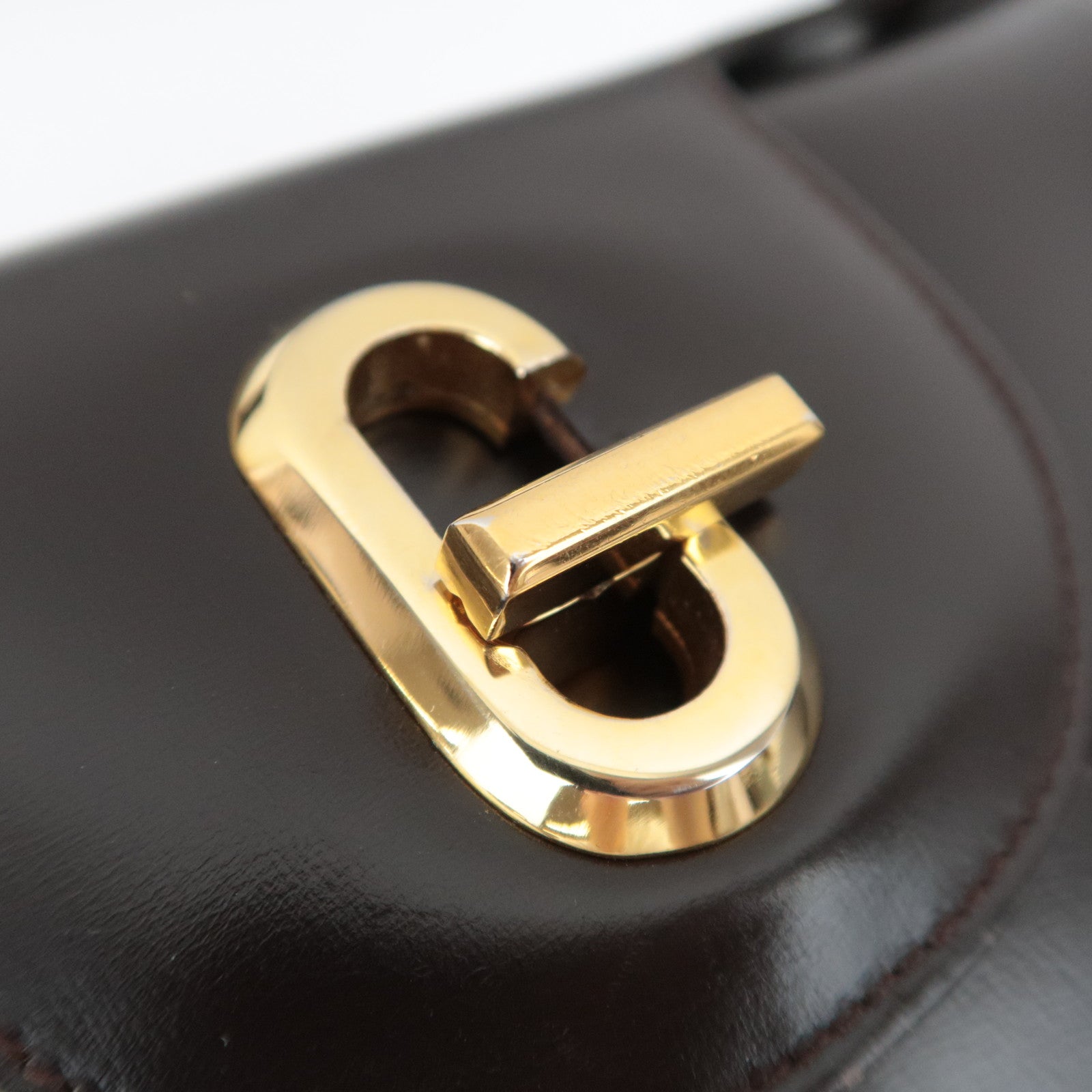 GUCCI Old Gucci Leather Handbag Brown 000.904.1080