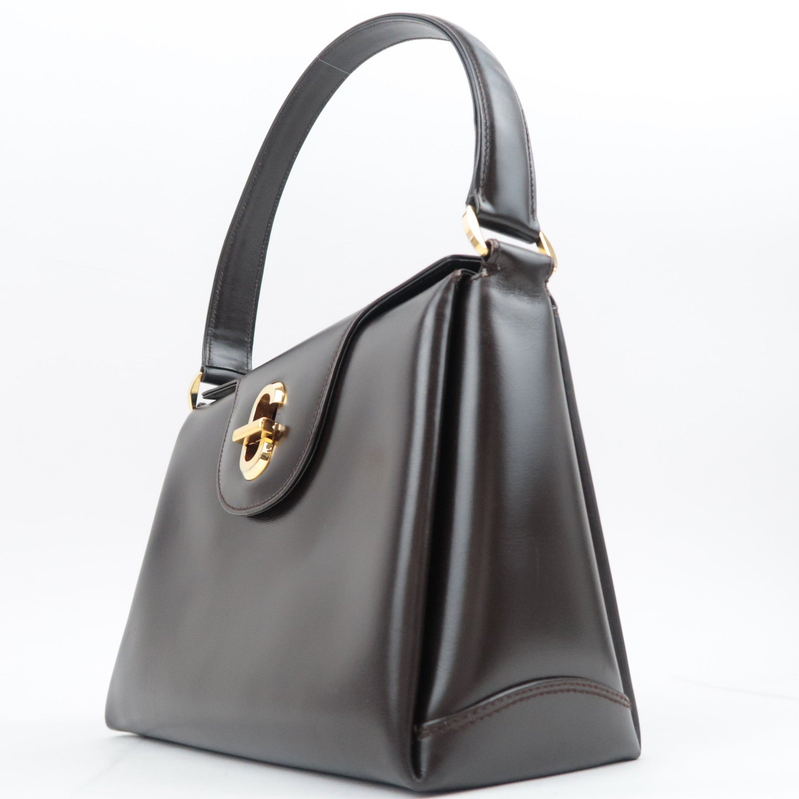 GUCCI Old Gucci Leather Handbag Brown 000.904.1080