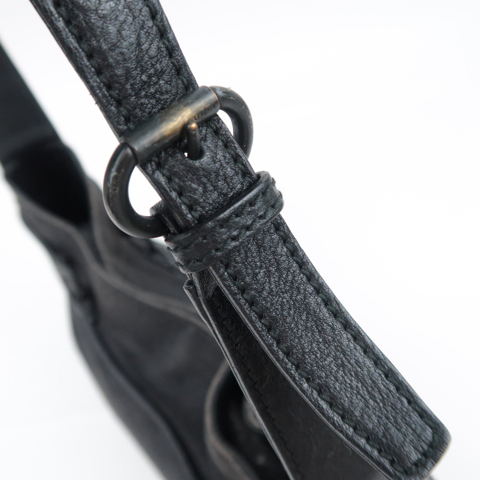 GUCCI GG Denim Leather Shoulder Bag Black 101975