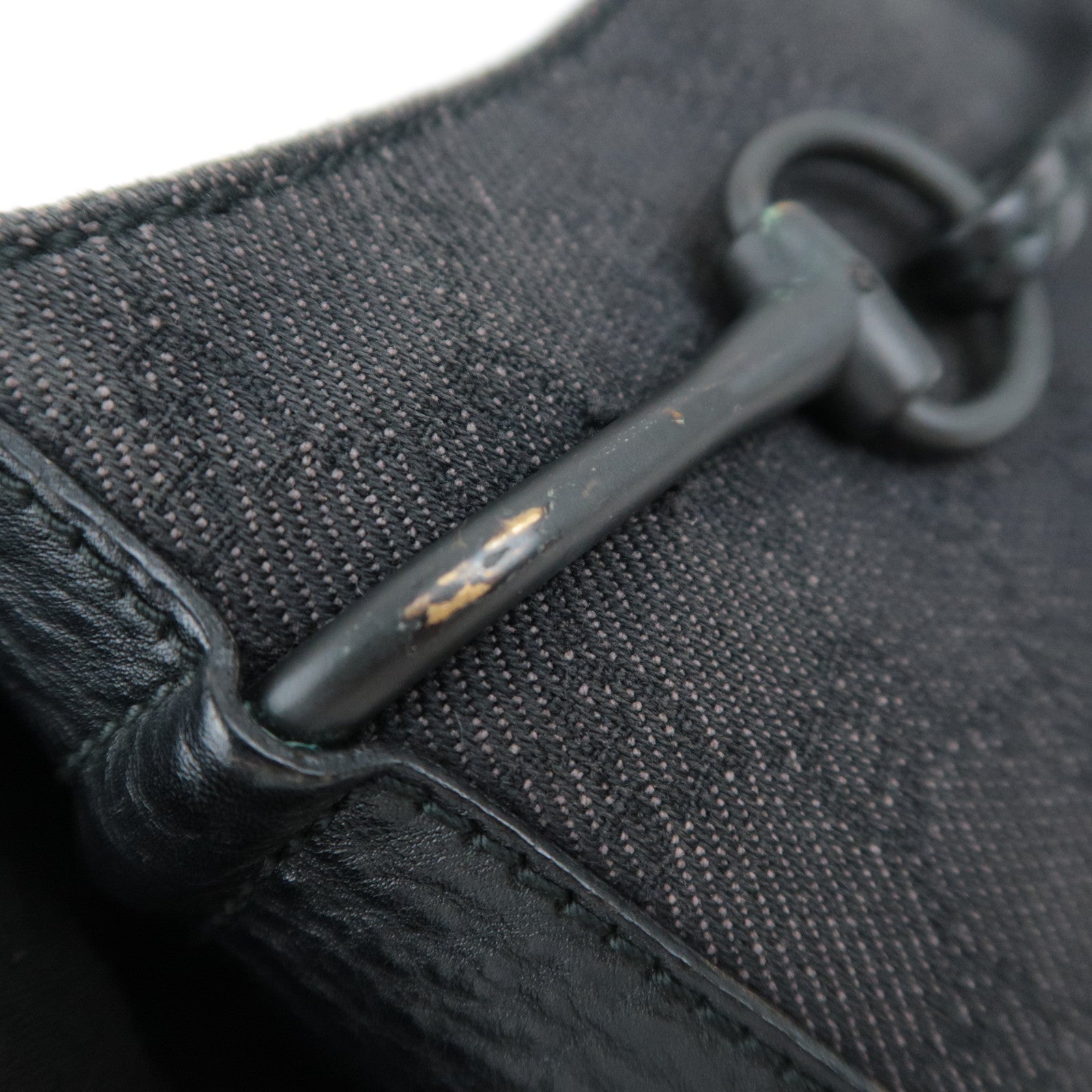 GUCCI GG Denim Leather Shoulder Bag Black 101975