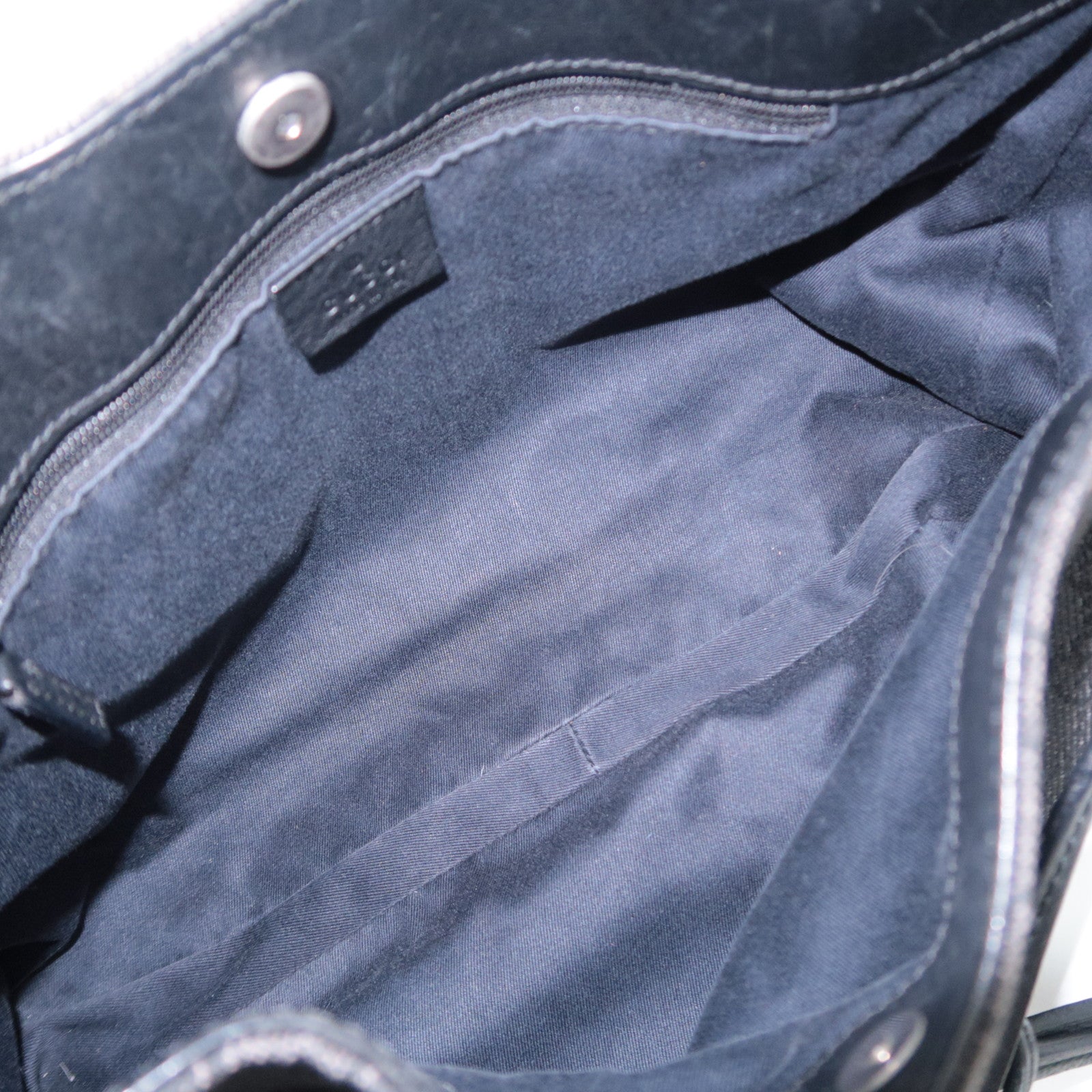 GUCCI GG Denim Leather Shoulder Bag Black 101975