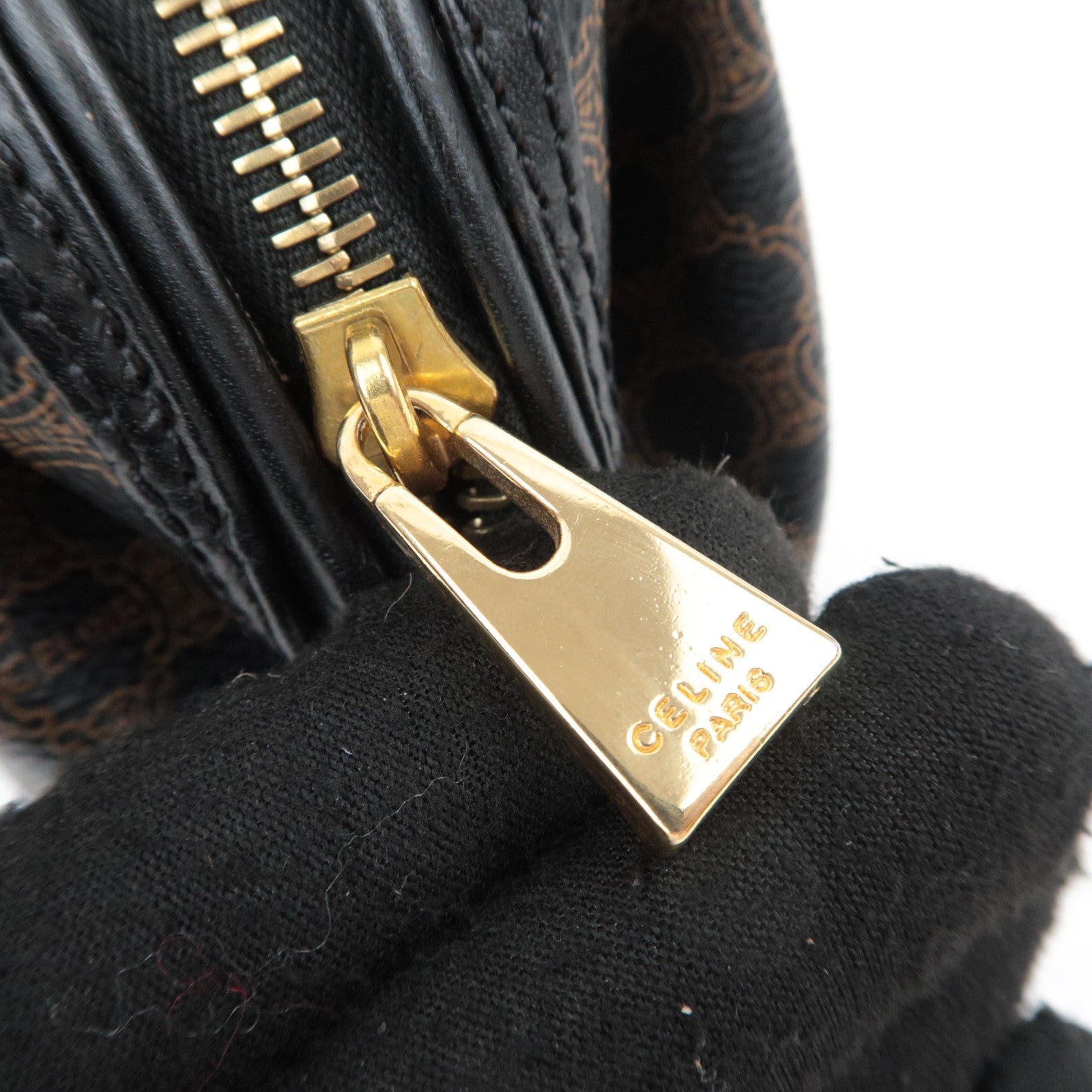 CELINE Macadam PVC Leather Cosmetic Pouch Black