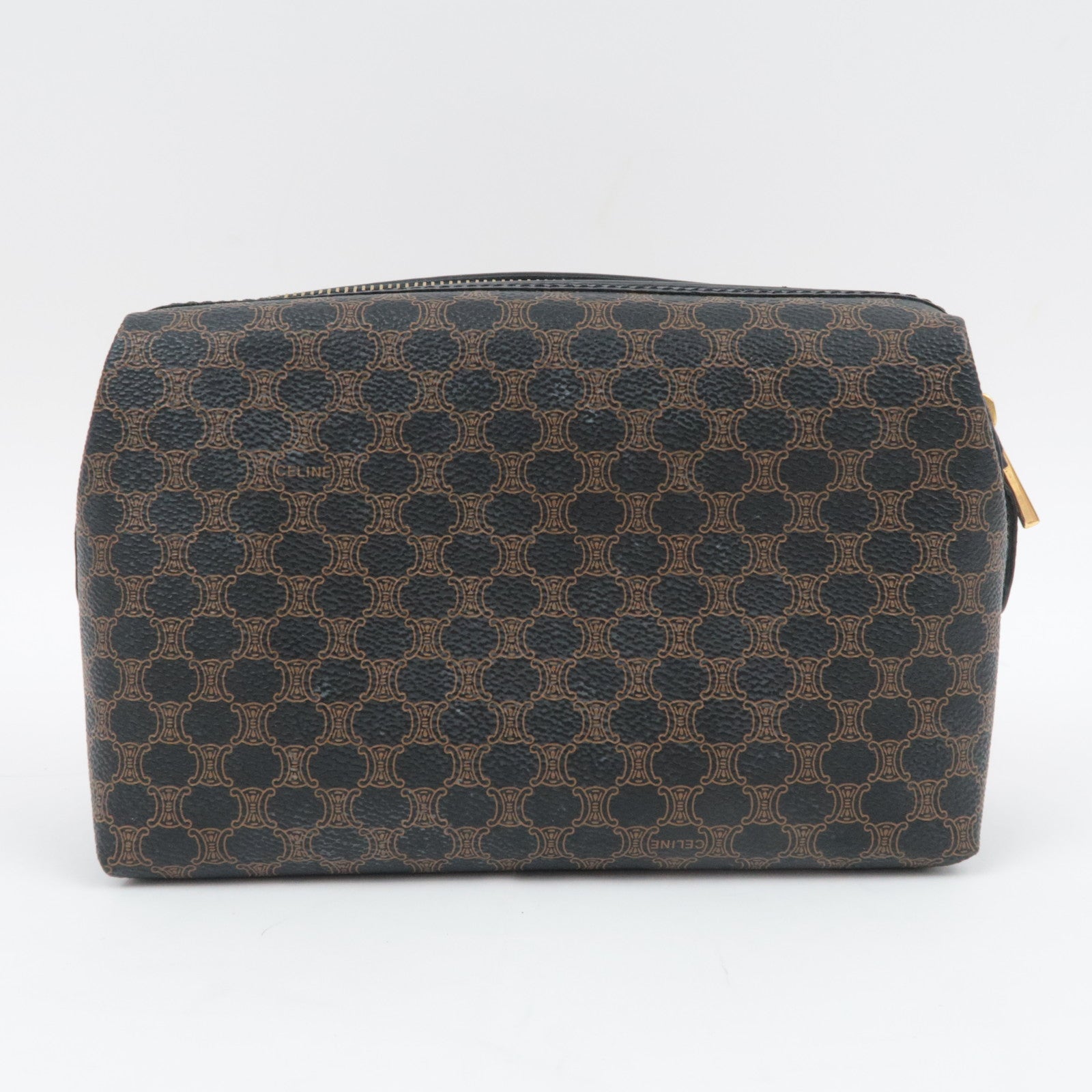 CELINE Macadam PVC Leather Cosmetic Pouch Black