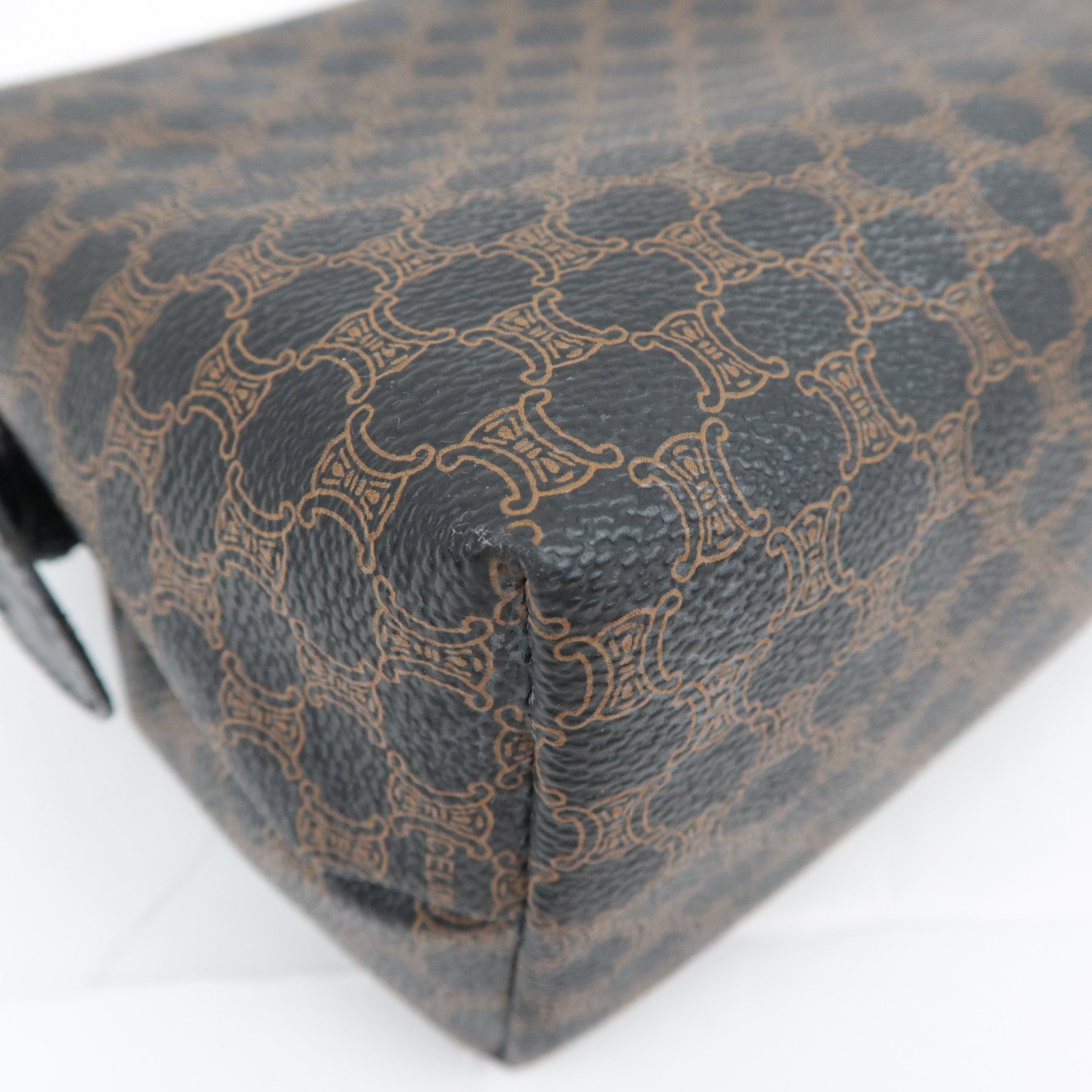 CELINE Macadam PVC Leather Cosmetic Pouch Black
