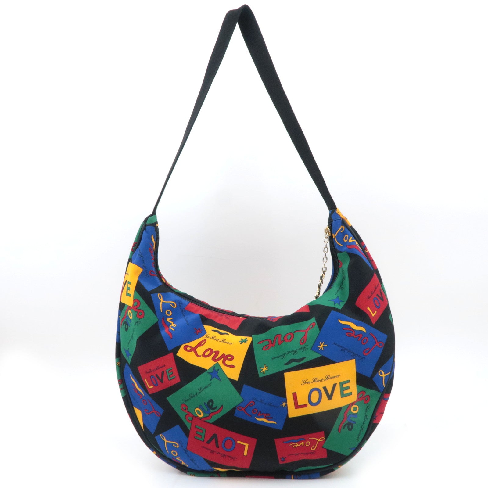 SAINT LAURENT YSL LOVE Print Shoulder Bag Nylon Multicolor