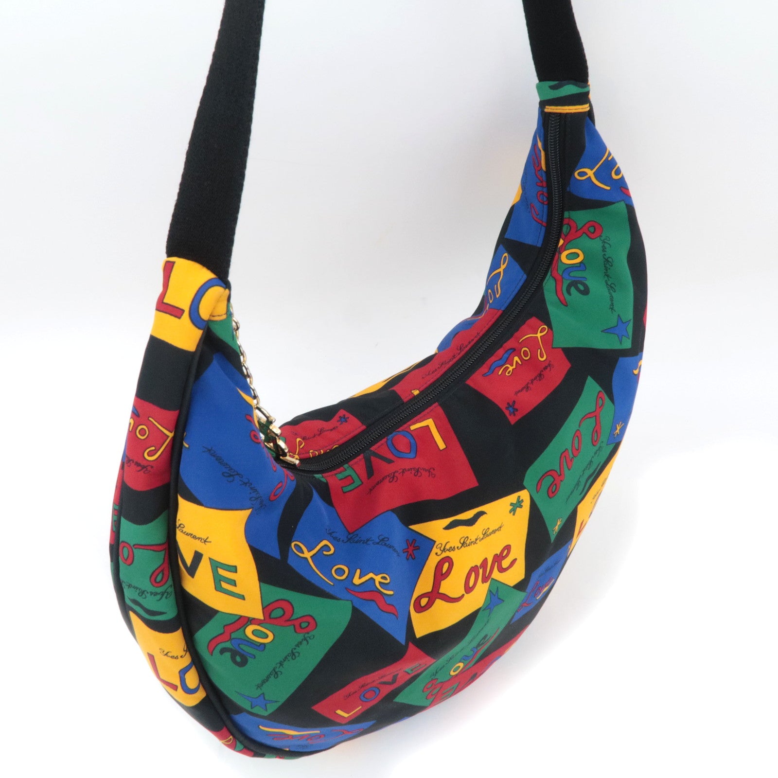 SAINT LAURENT YSL LOVE Print Shoulder Bag Nylon Multicolor