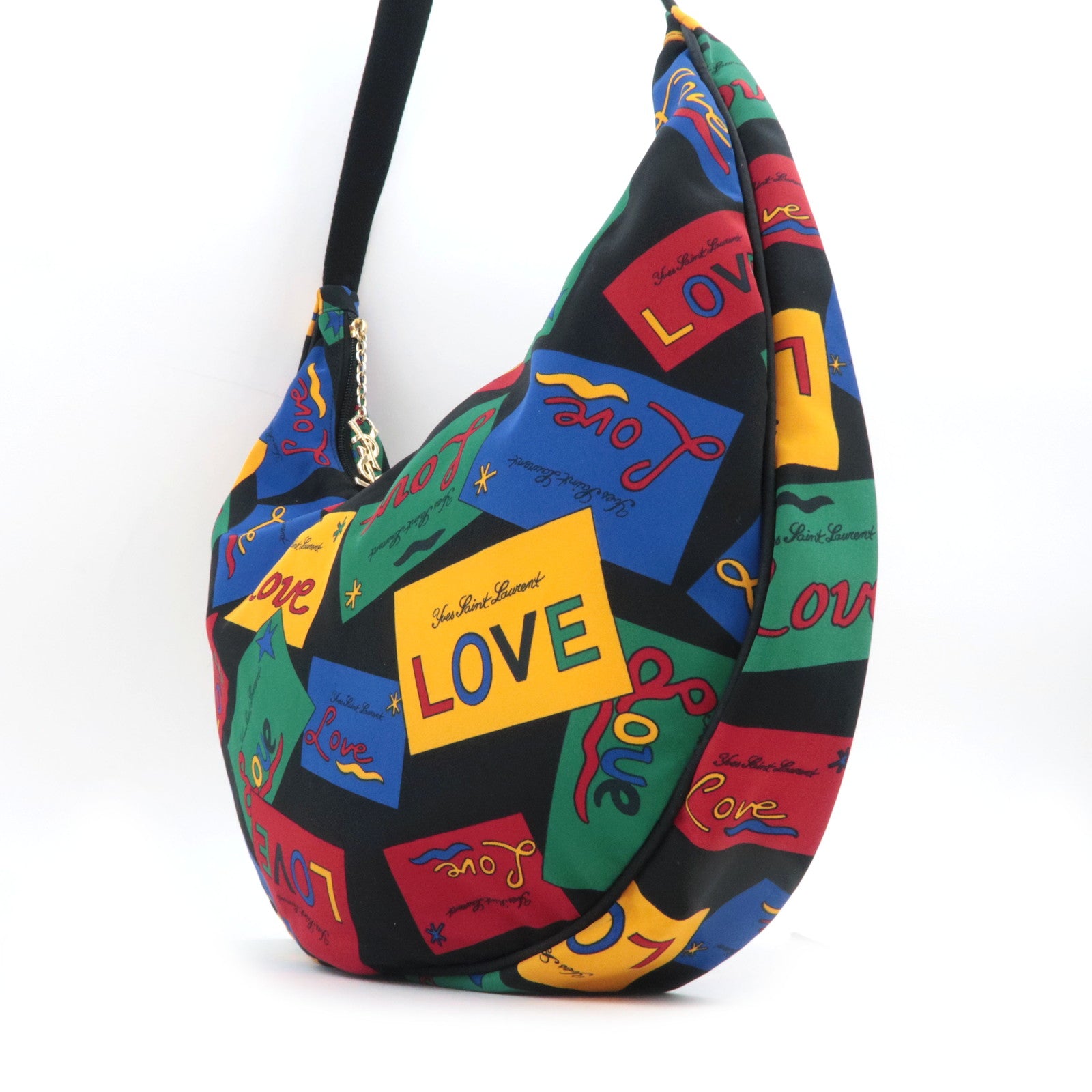 SAINT LAURENT YSL LOVE Print Shoulder Bag Nylon Multicolor